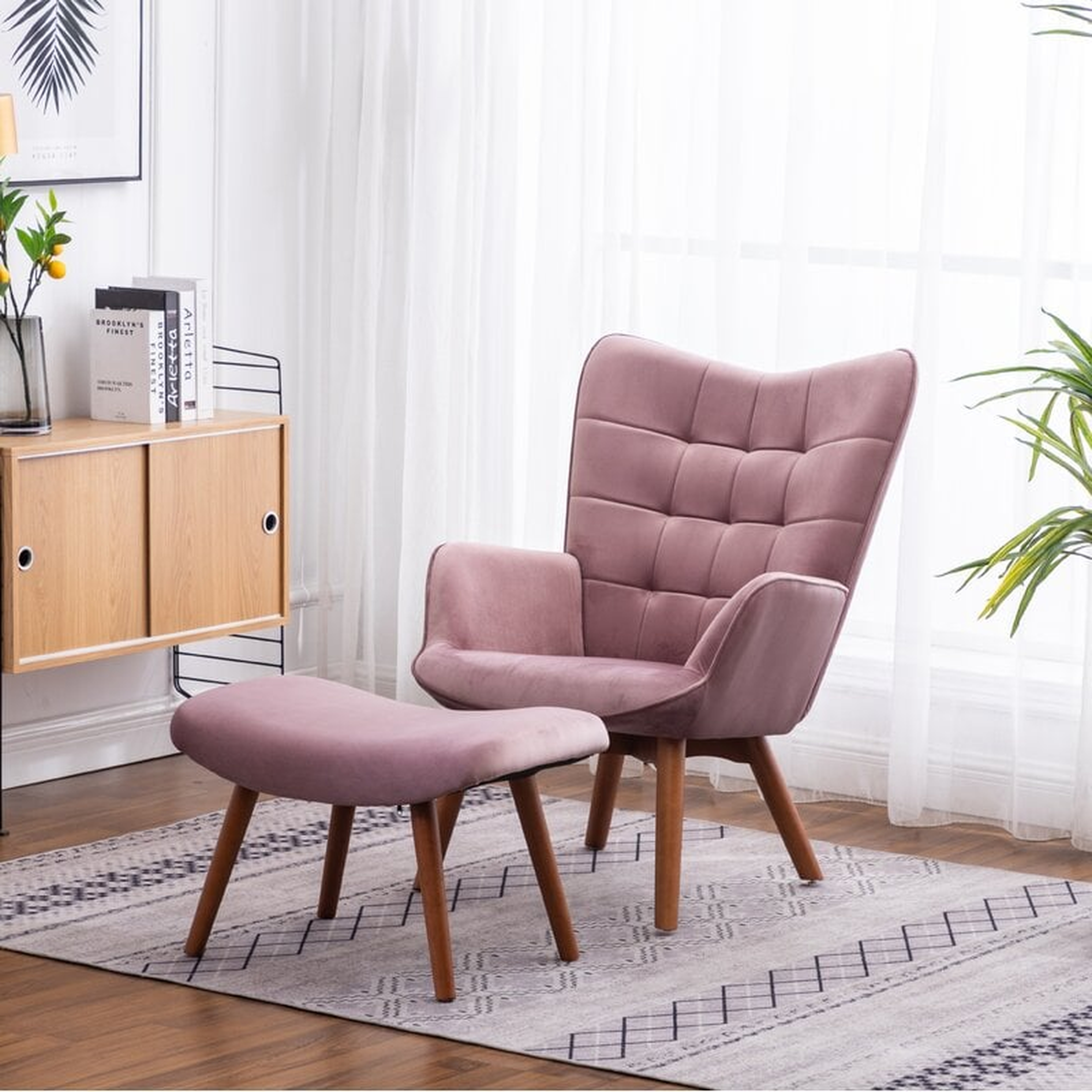 Zena 28.75" Wide Tufted Velvet Armchair and Ottoman - Wayfair
