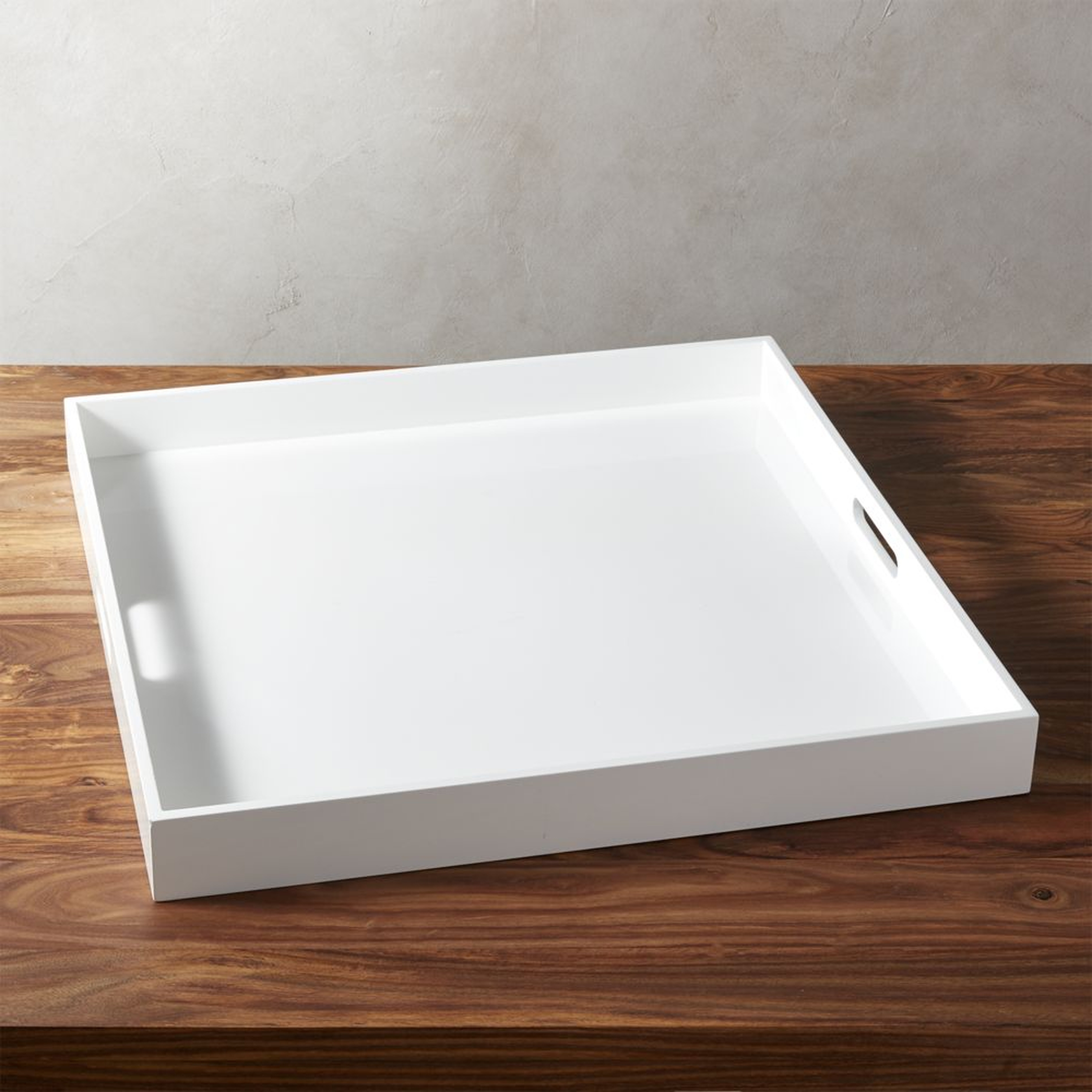 High-Gloss Extra Large Square White Tray - CB2