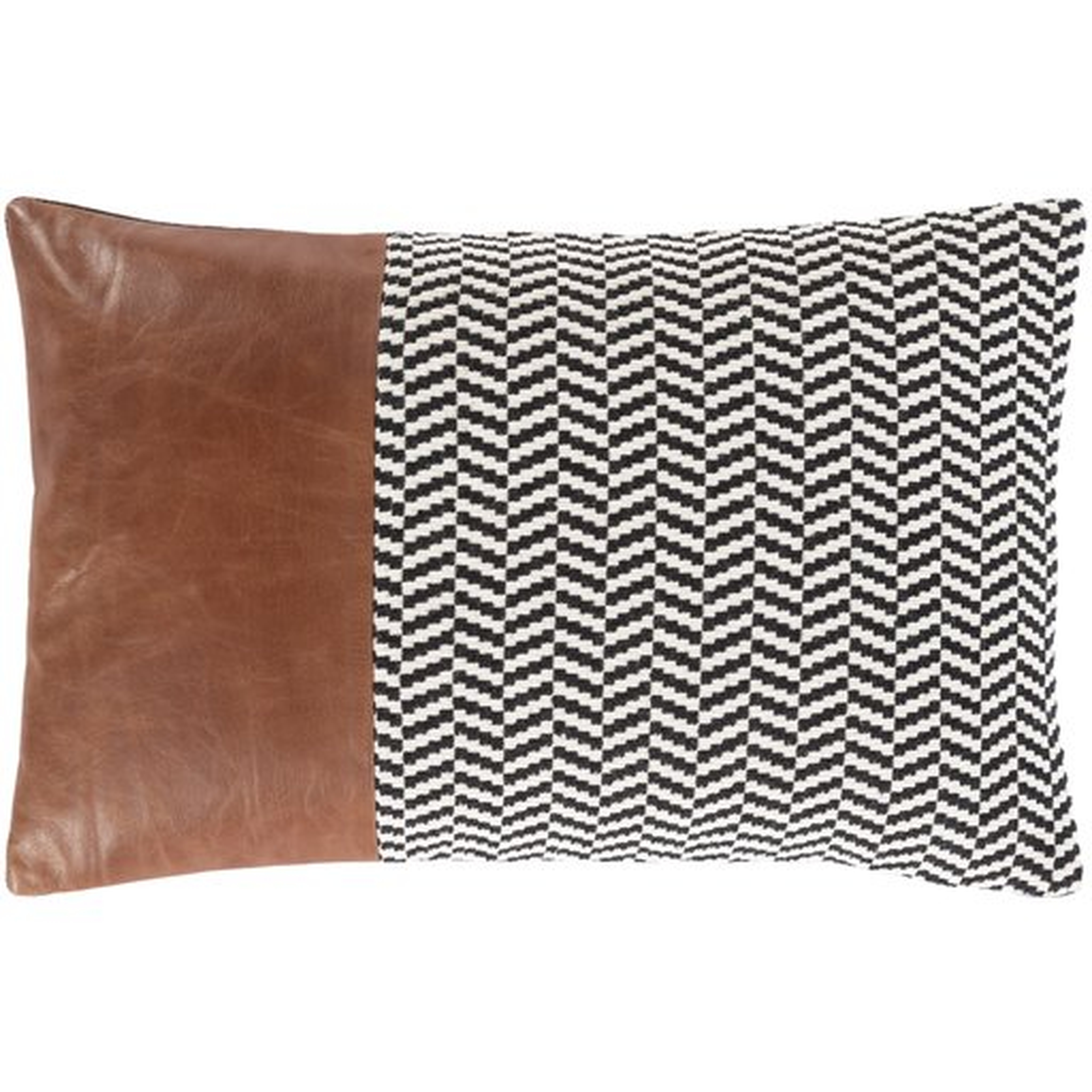 Fiona Leather Throw Pillow, 20" x 13" - Surya