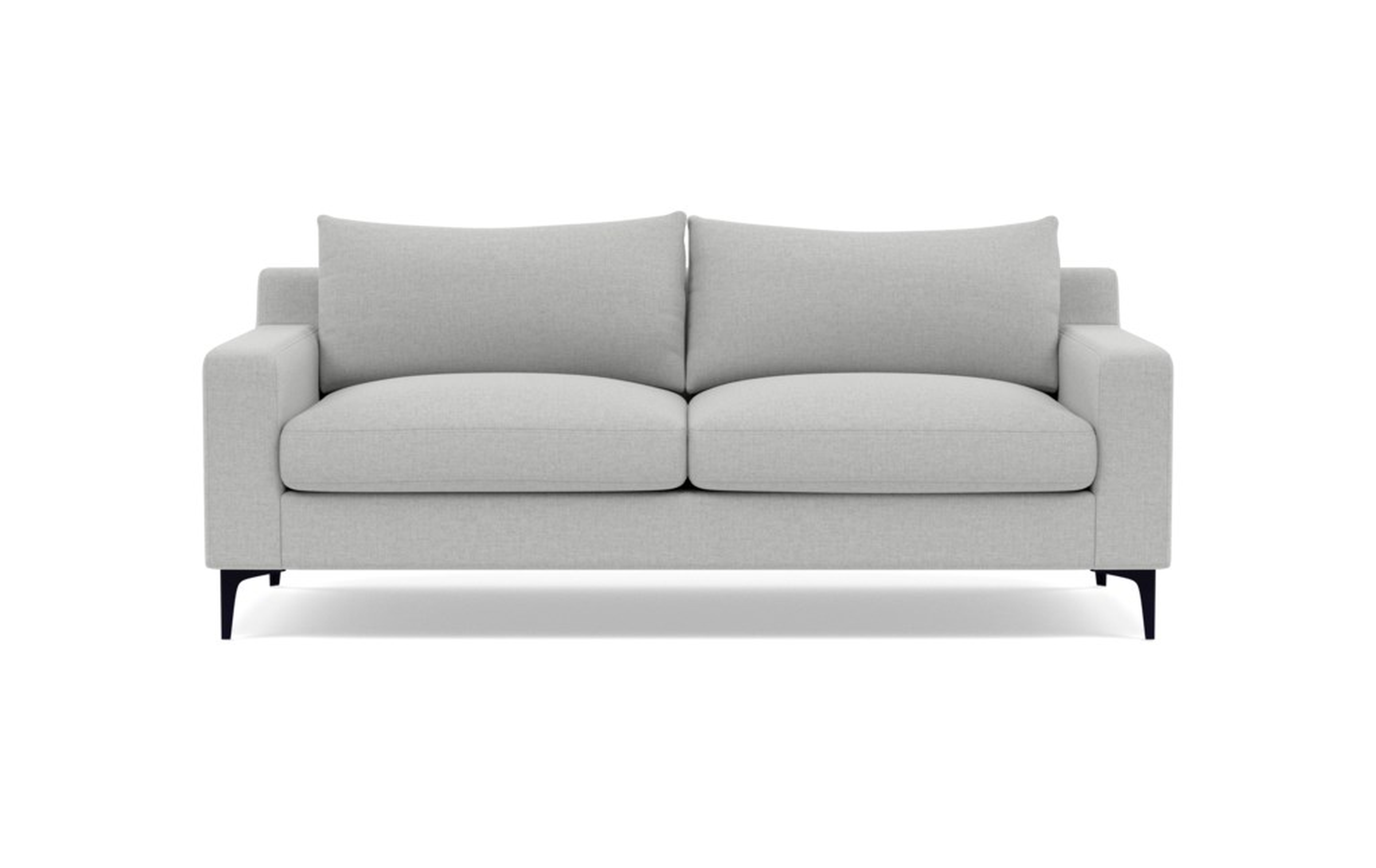 Sloan Deep Seat Sofa in Ecru Monochromatic Plush Fabric with painted black Tapered Legs - 91 - Interior Define