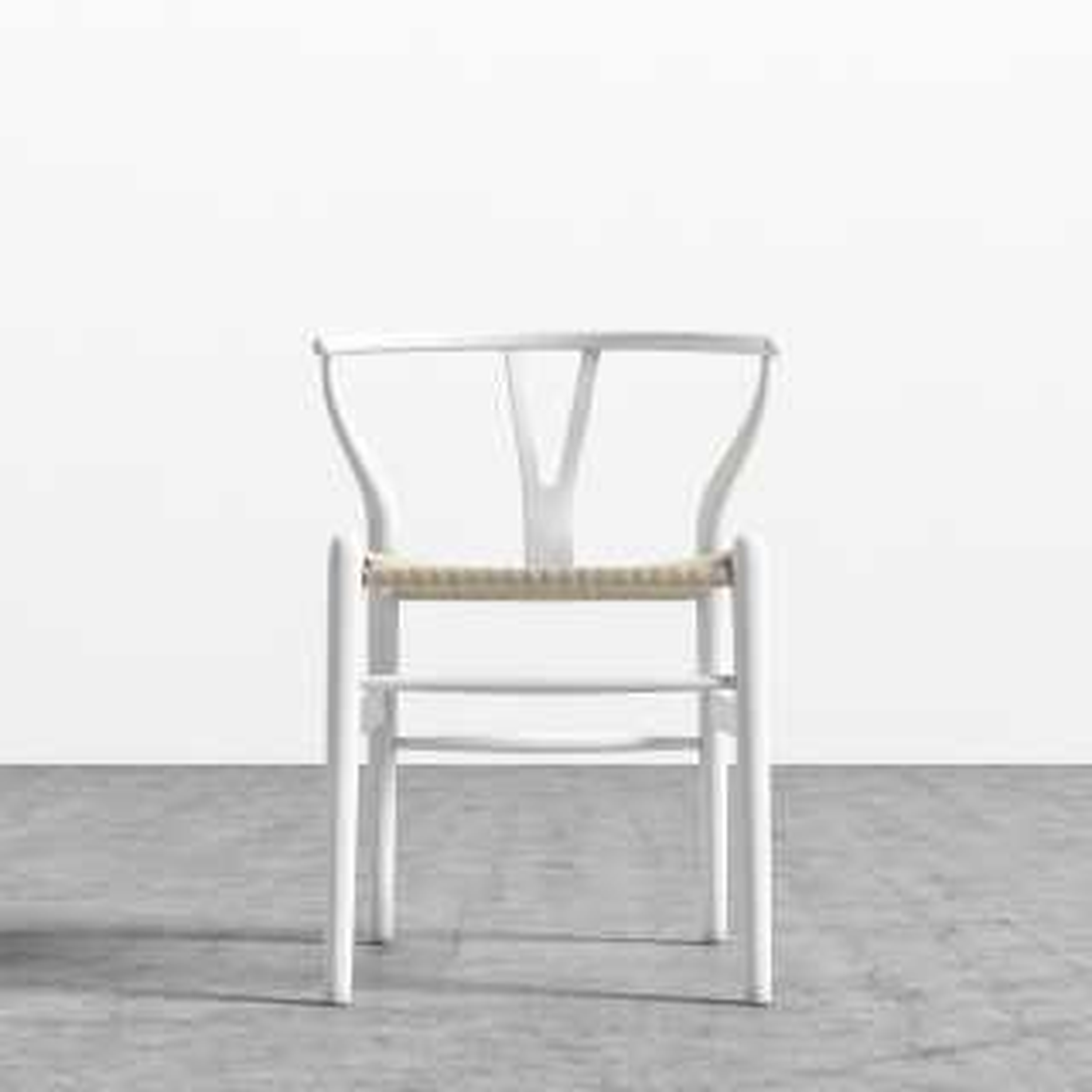 Wishbone Chair - White Lacquer - Painted Beech Natural Seat Cord - Rove Concepts