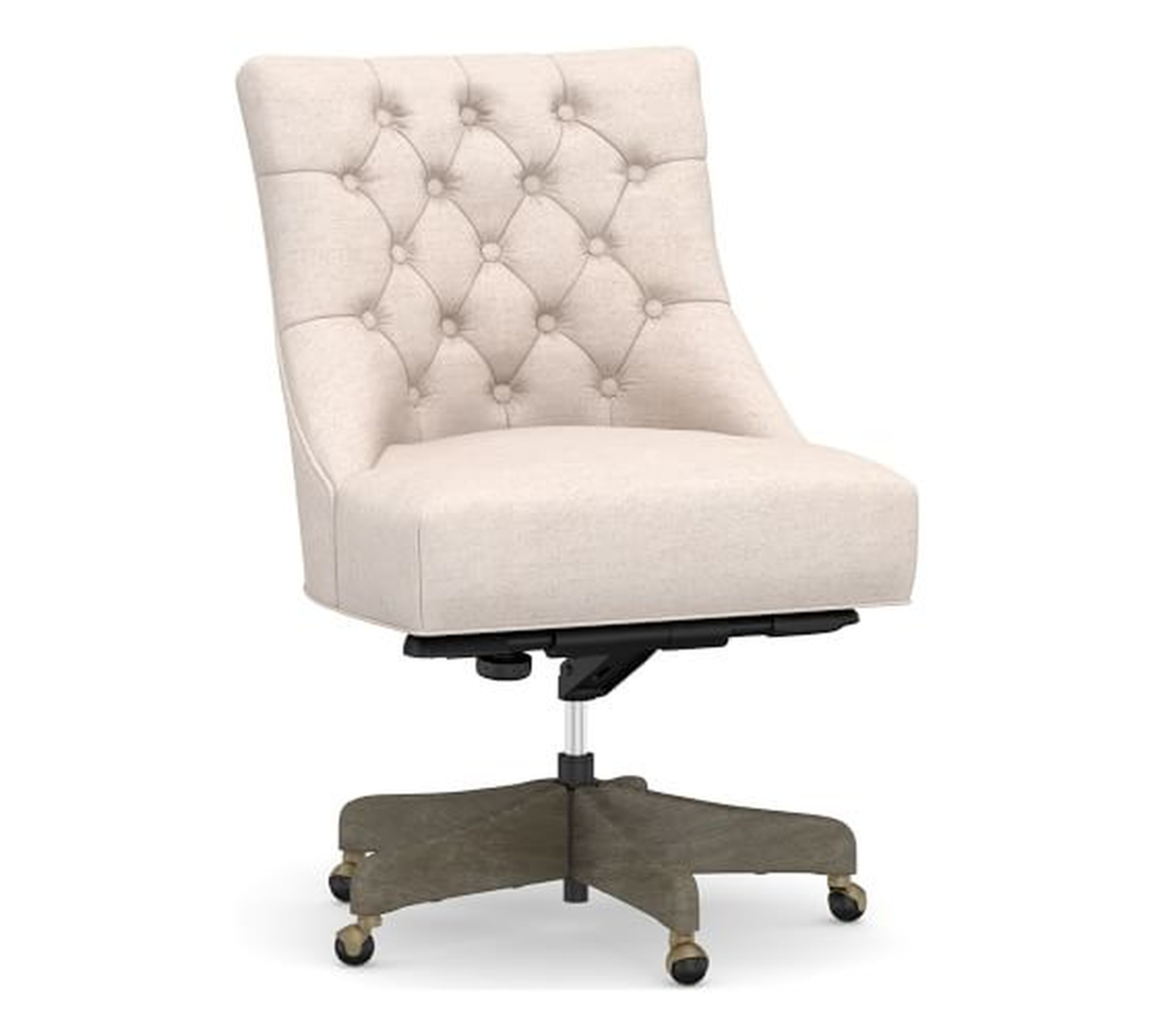 Hayes Swivel Desk Chair, Oatmeal Linen &amp; Gray Wash - Pottery Barn