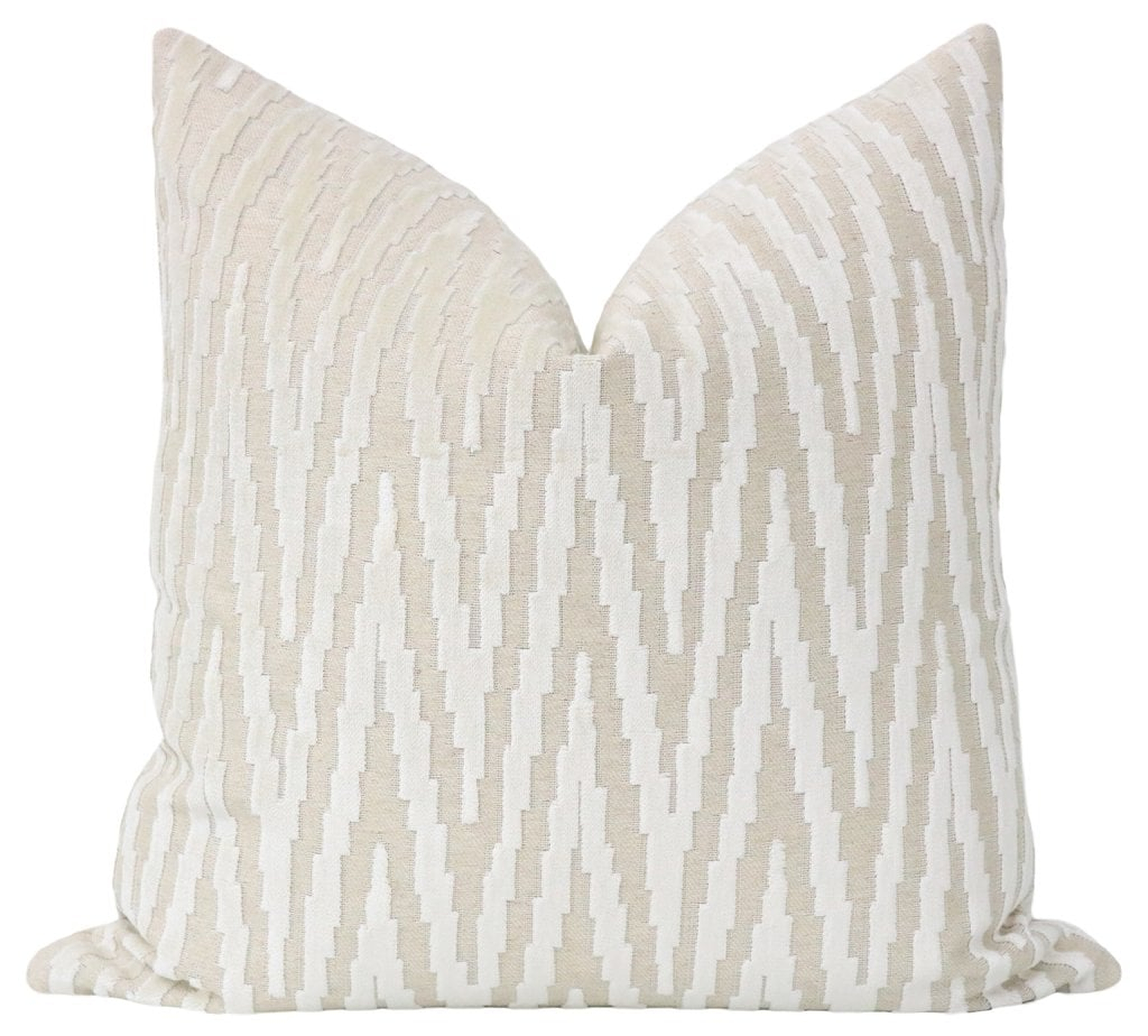 Metropolitan Cut Velvet Pillow Cover, Alabaster, 18" x 18" - Little Design Company