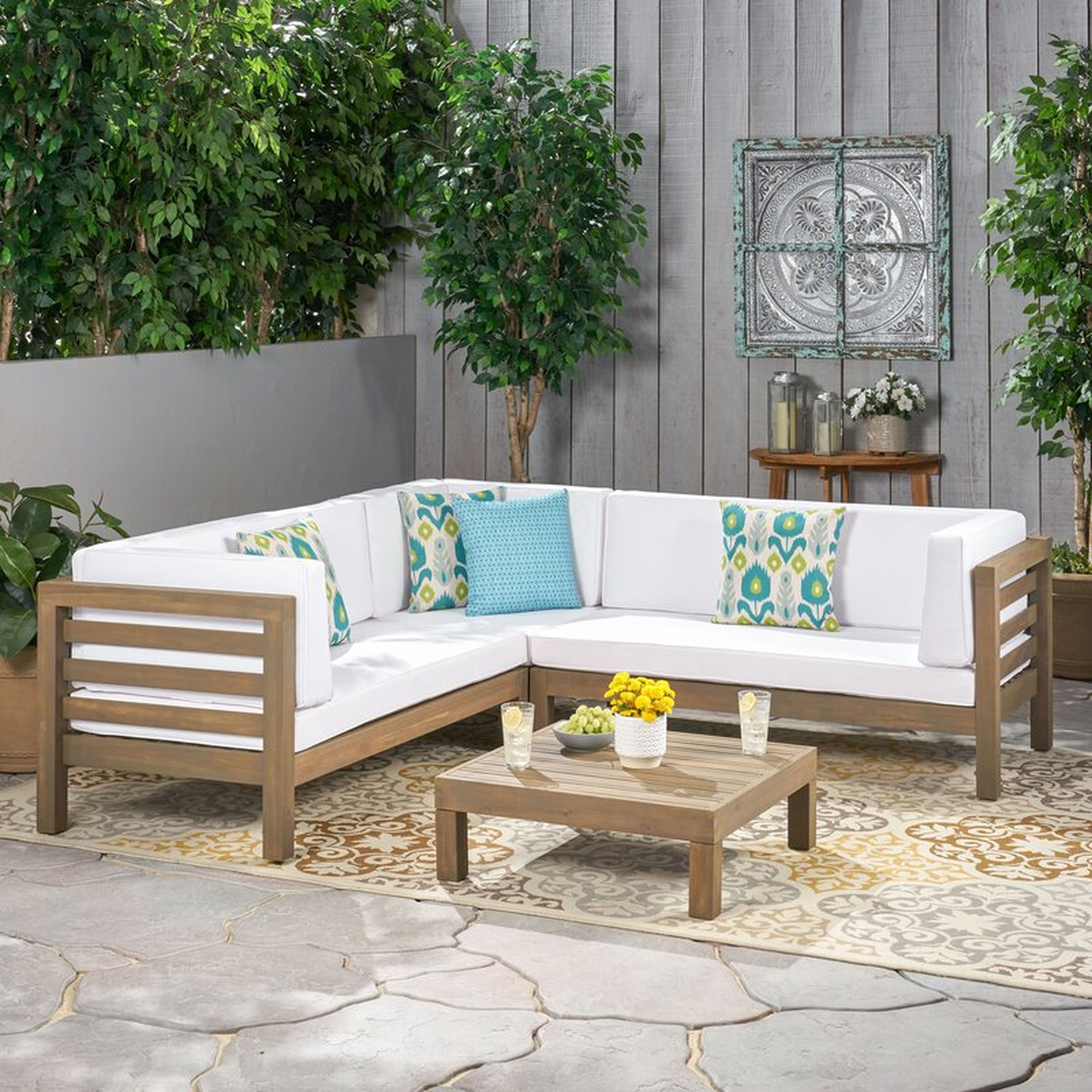 Seaham 4 Piece Sectional Seating Group with Cushions - Wayfair