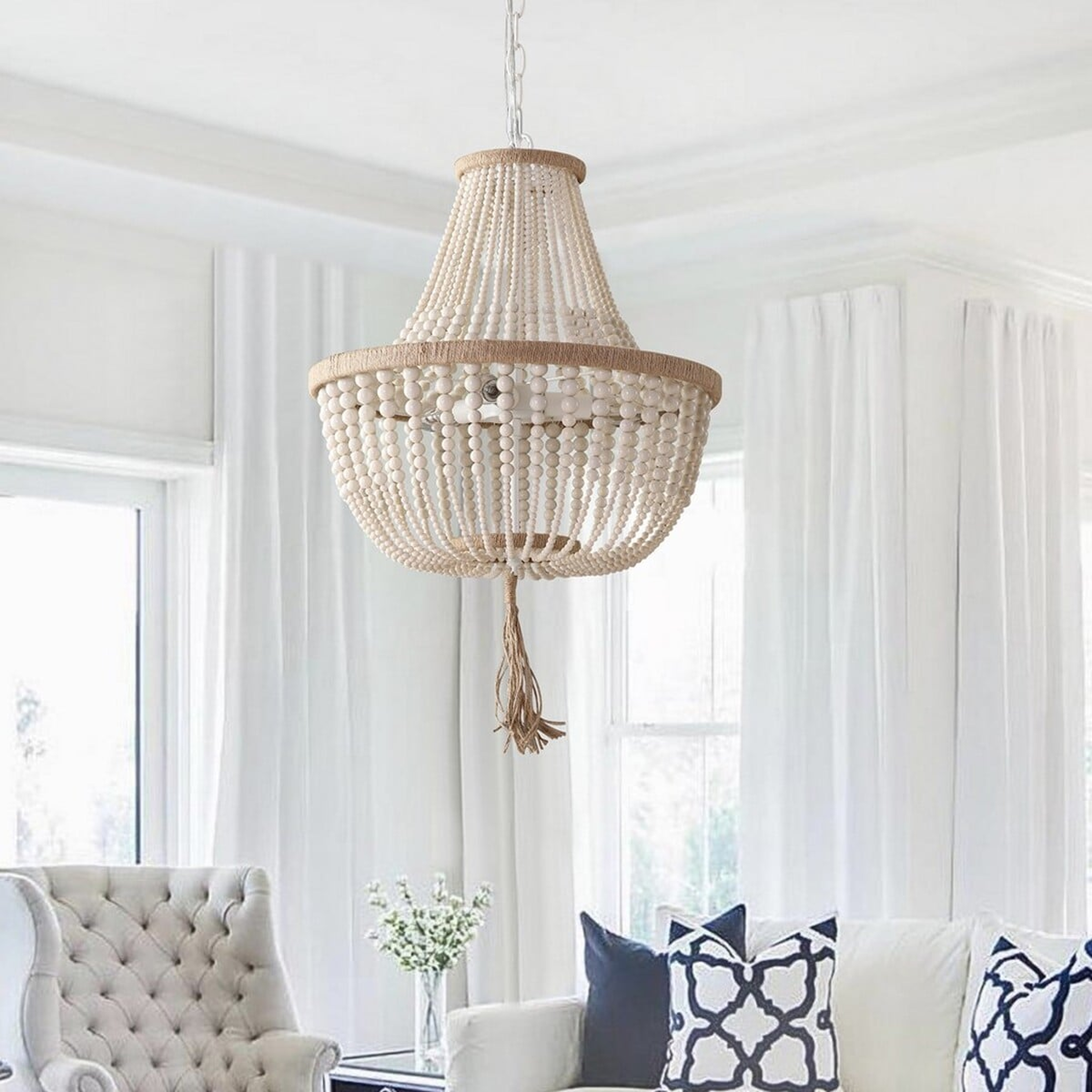 Lush Kristi Beads Pendant Lamp - Creme - Safavieh - Safavieh