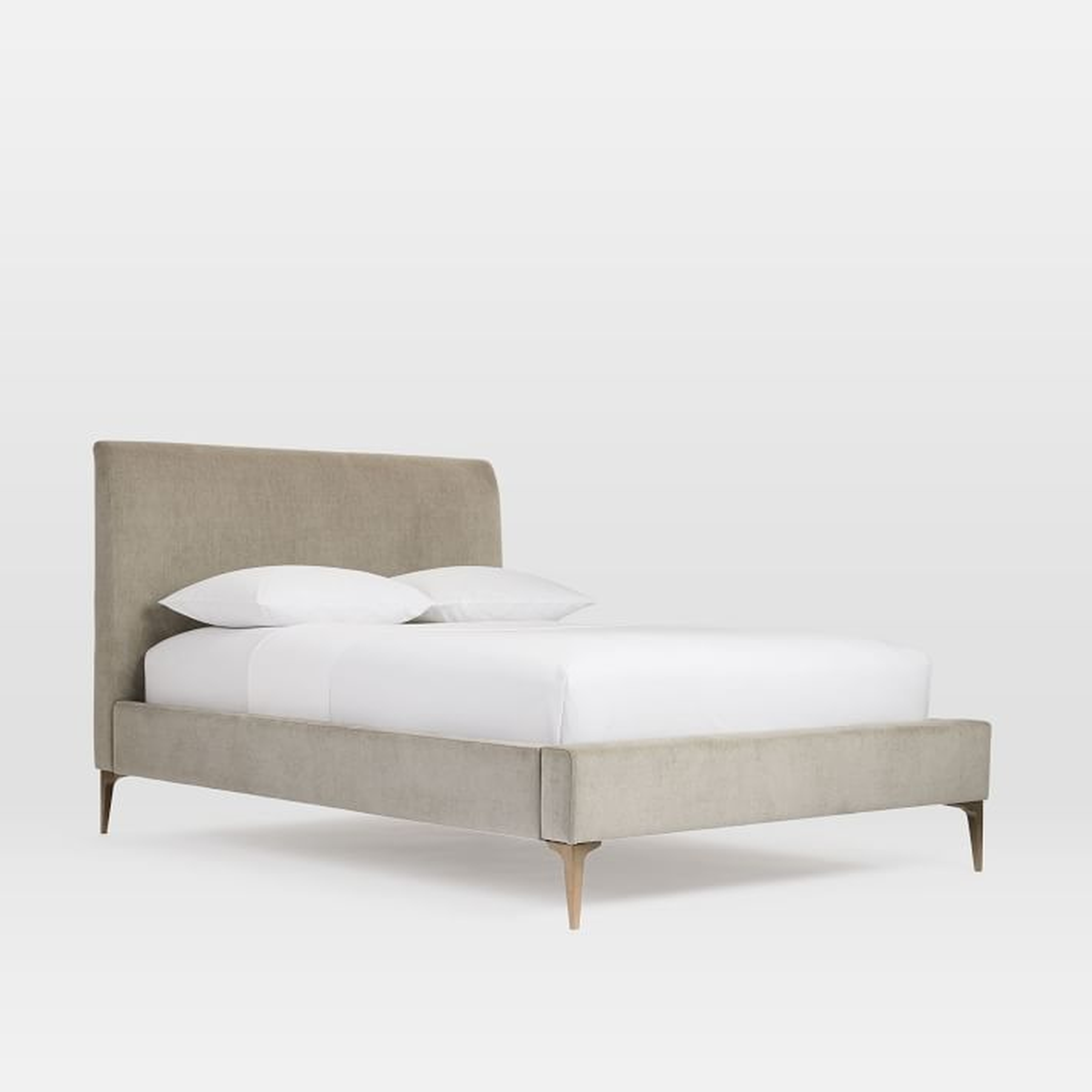 Andes Deco Upholstered Bed- King, Twill, Stone - West Elm