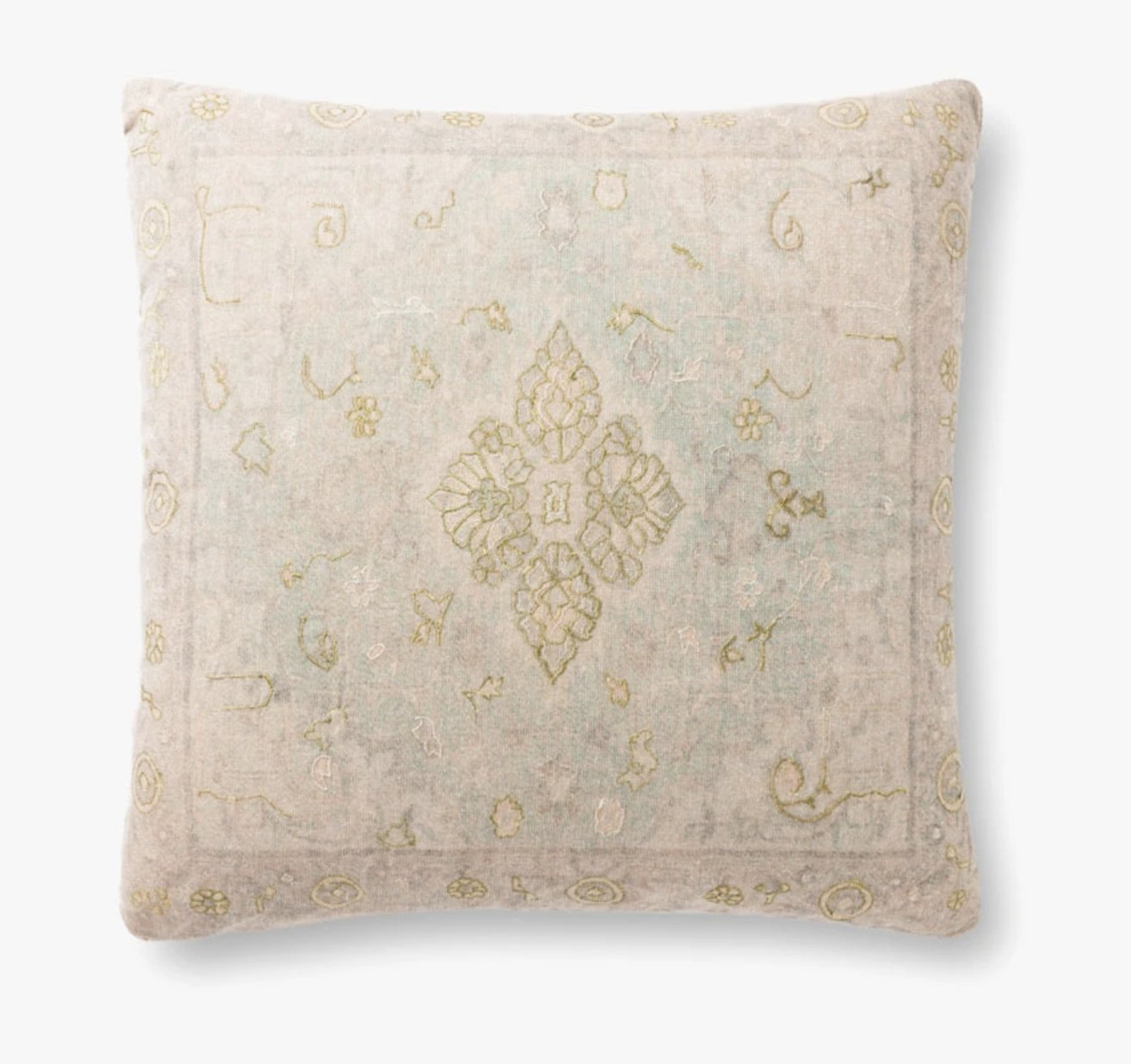 Loloi PILLOWS P0895 Green / Beige 22" x 22" Cover w/Poly - Loma Threads