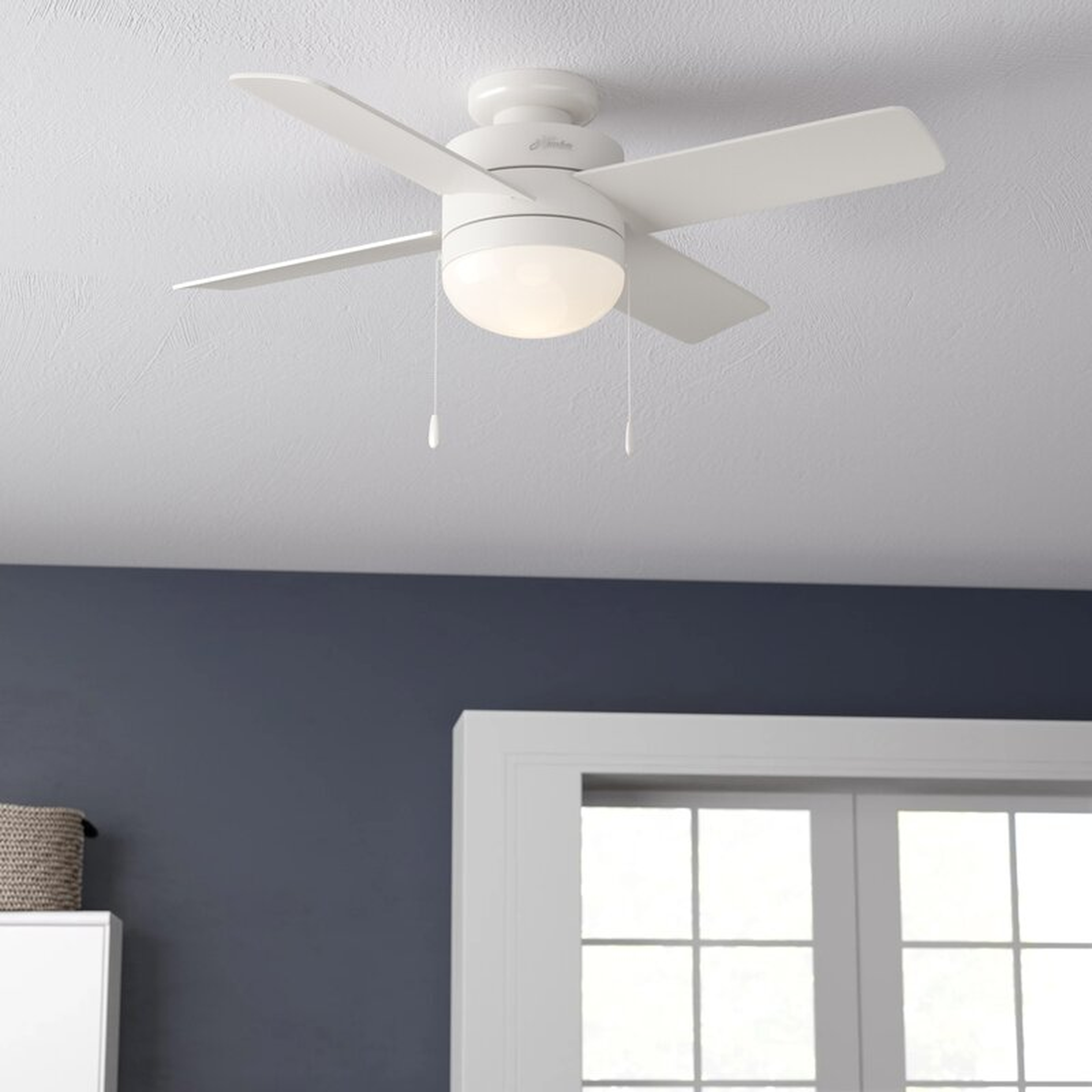 44" Timpani 4 - Blade Flush Mount Ceiling Fan with Pull Chain and Light Kit Included - Wayfair