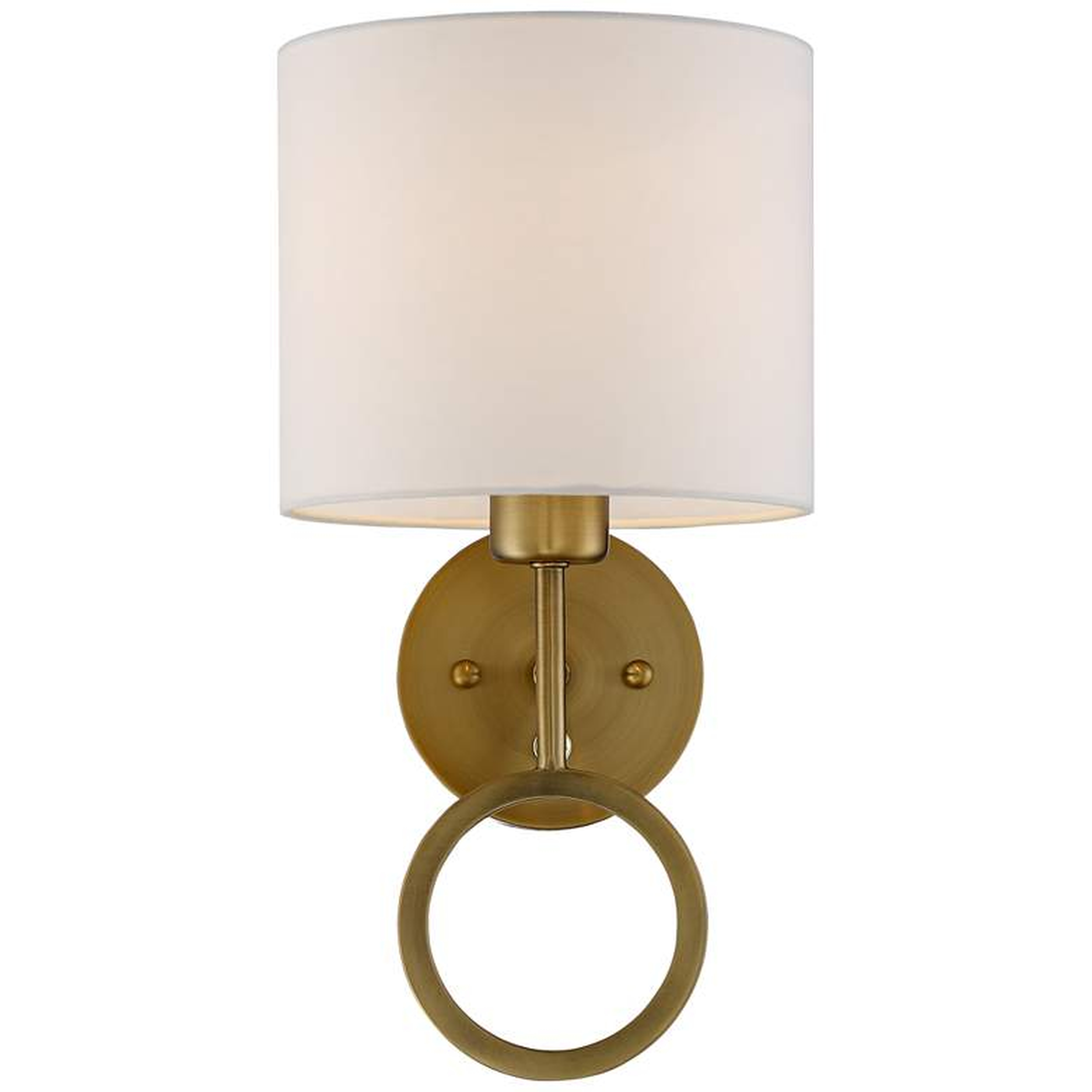 Amidon Warm Brass Drop Ring Plug-In Wall Lamp - Lamps Plus