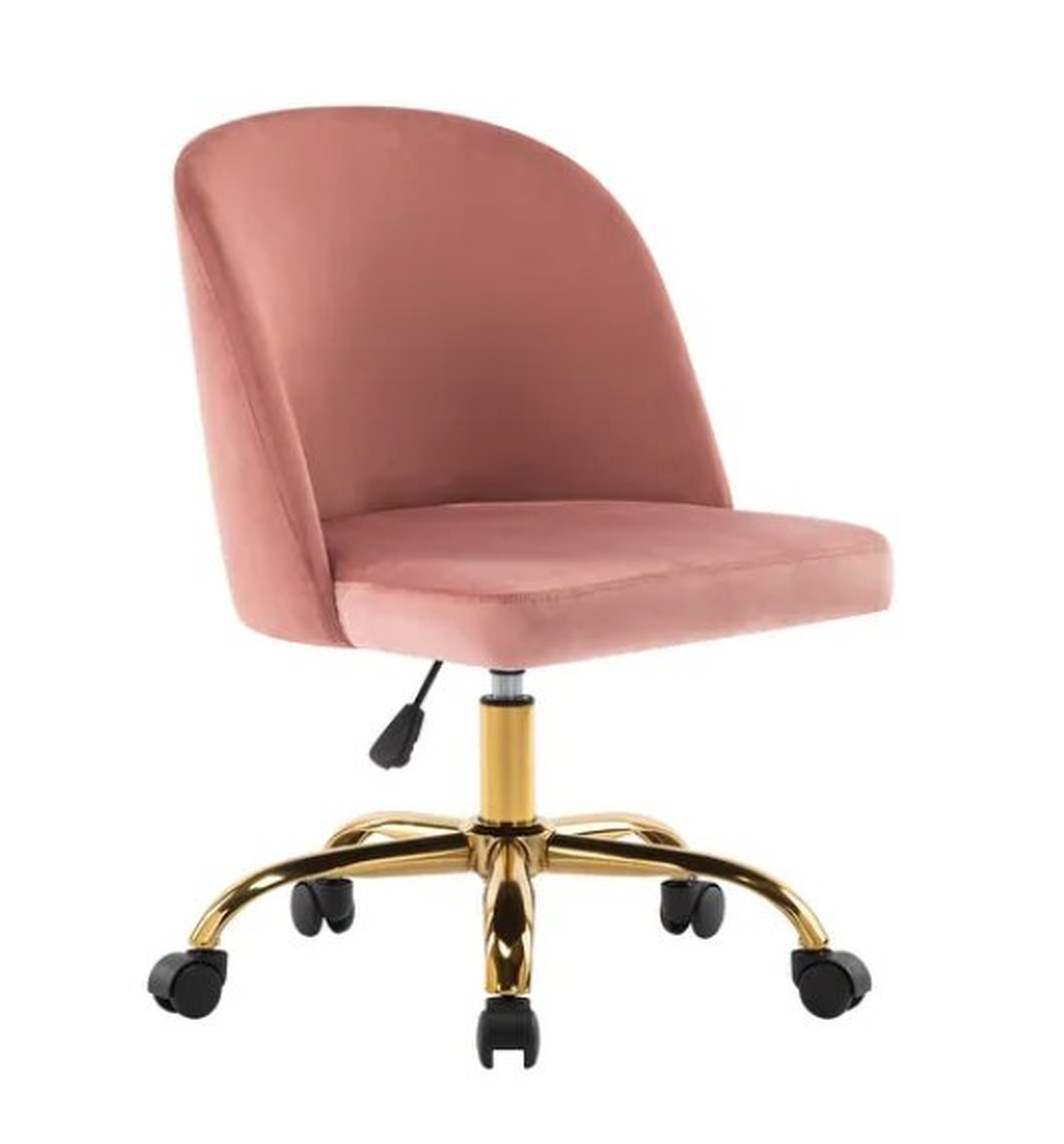 Porthos Home Louie Armless Velvet Desk Chairs, Gold Chrome Legs - Pink - Overstock