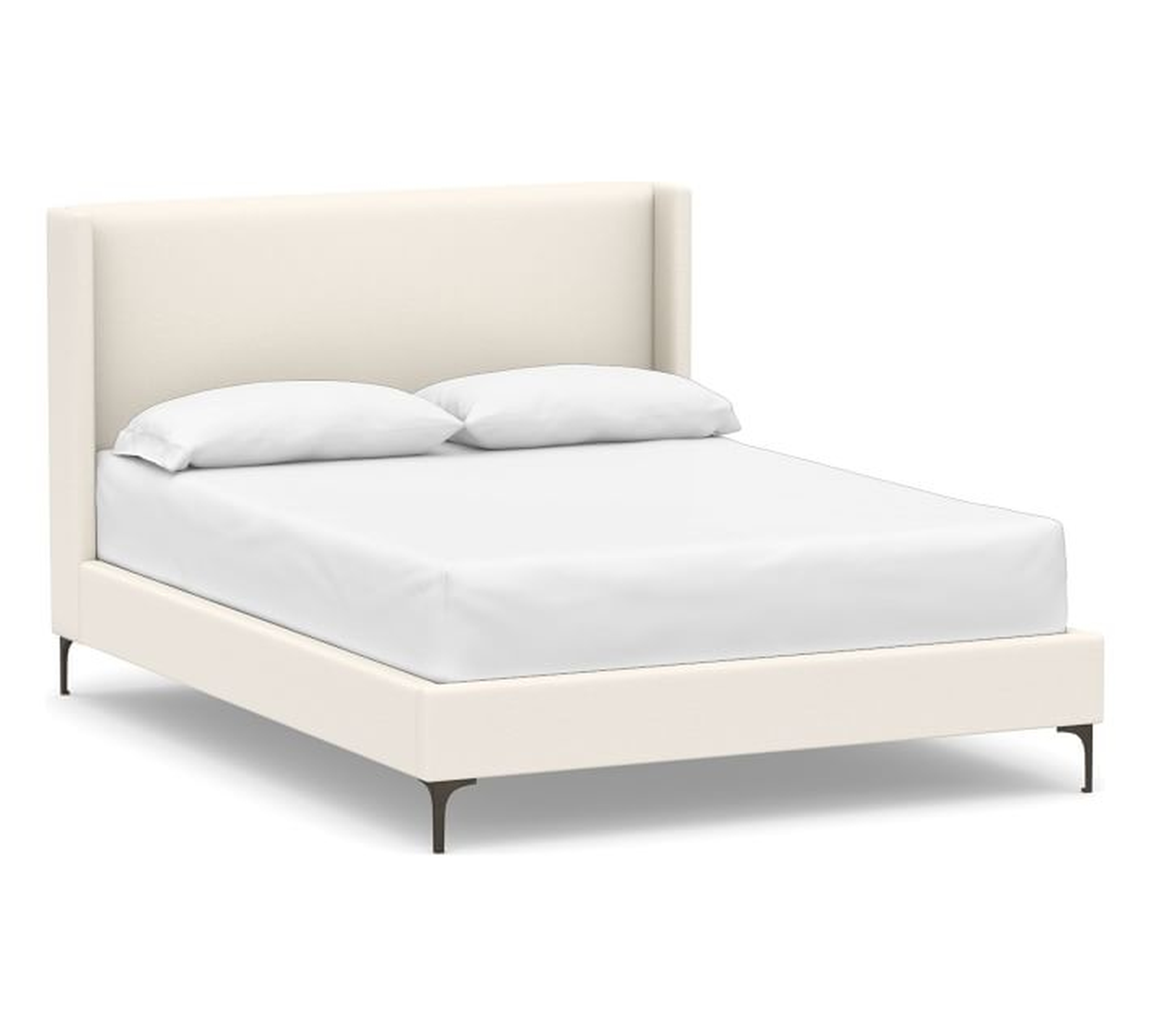 Jake Upholstered Platform Bed with Metal Legs - Pottery Barn