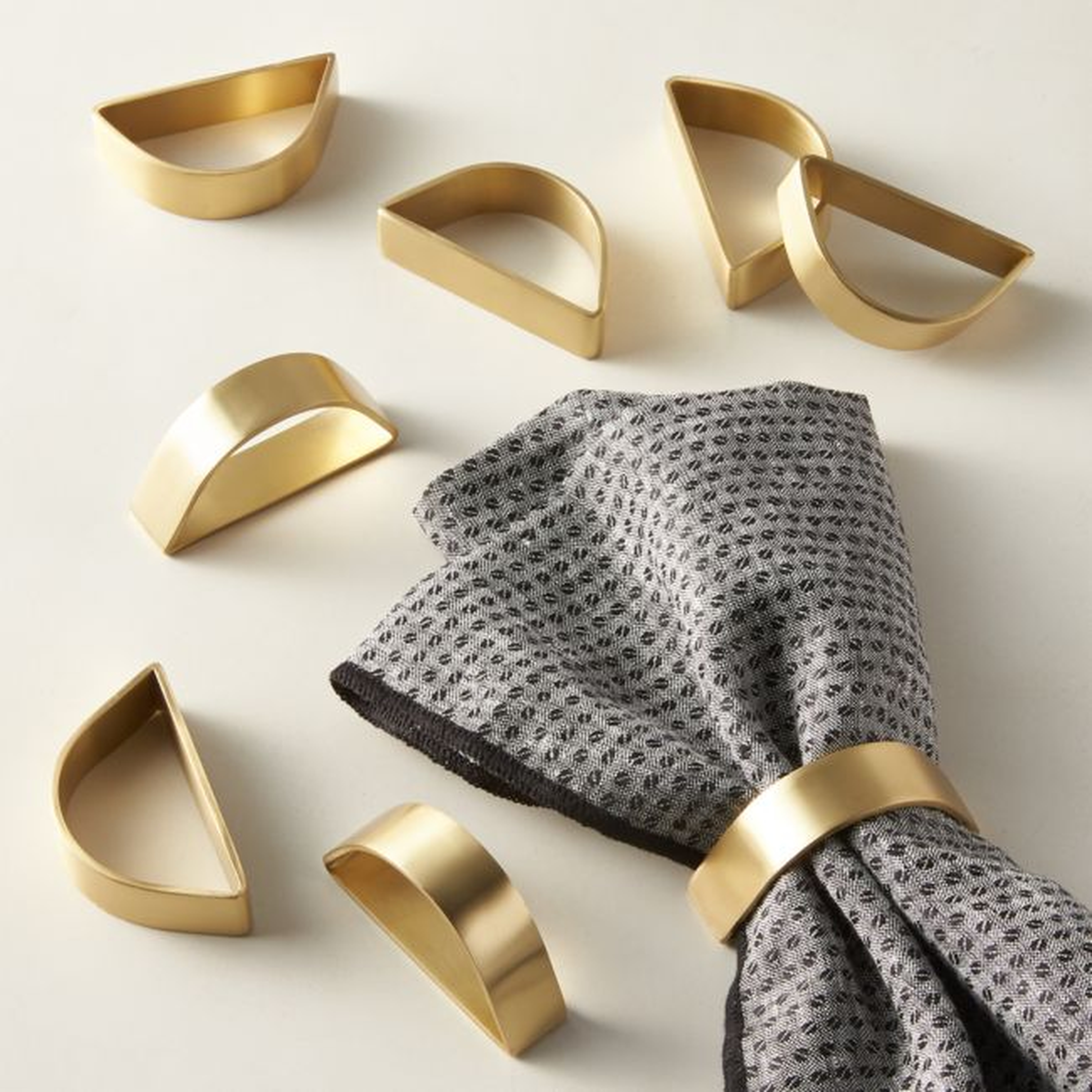 Cuff Brushed Gold Napkin Rings Set of 8 - CB2