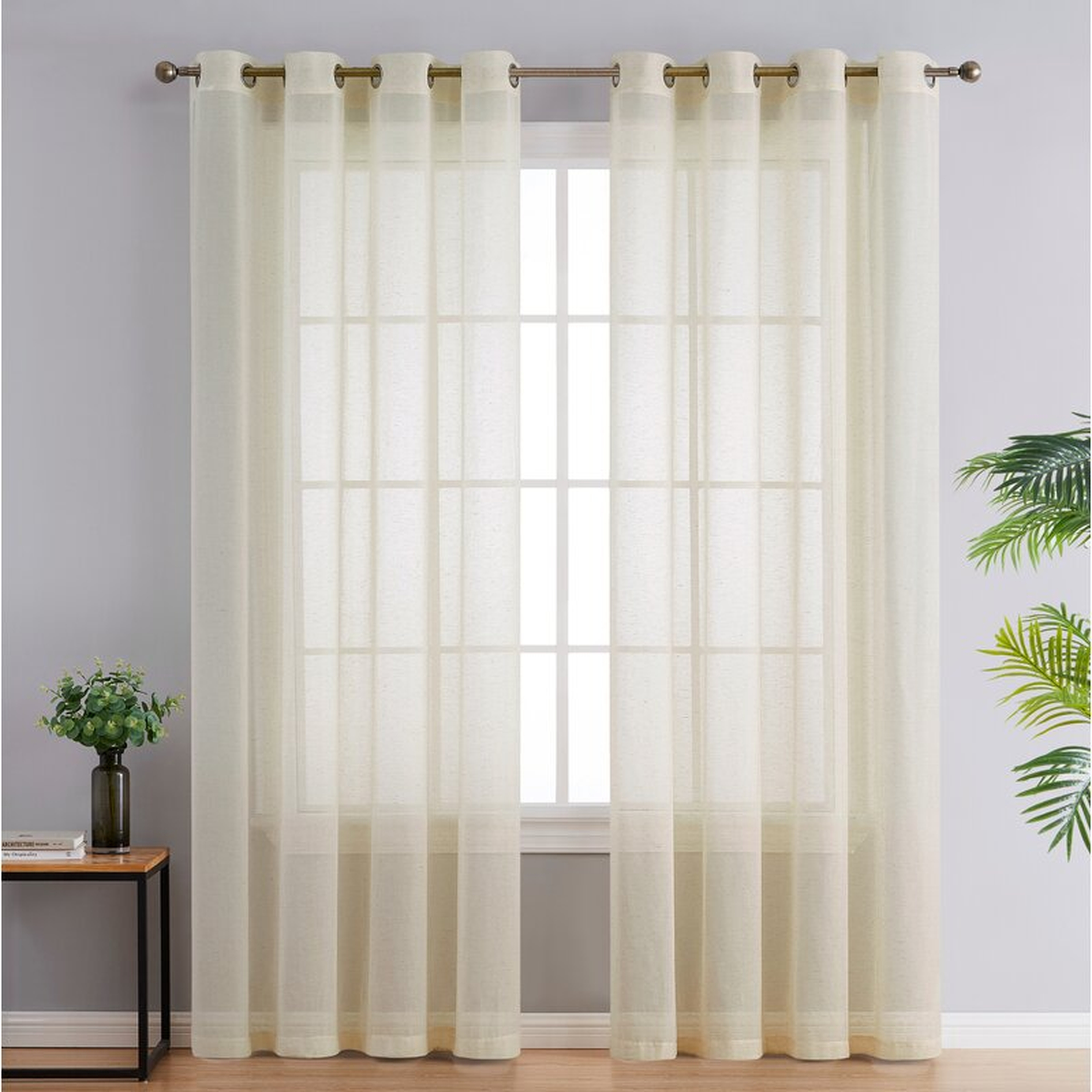 Delexis Solid Semi-Sheer Grommet Curtain Panels (Set of 2) - Wayfair