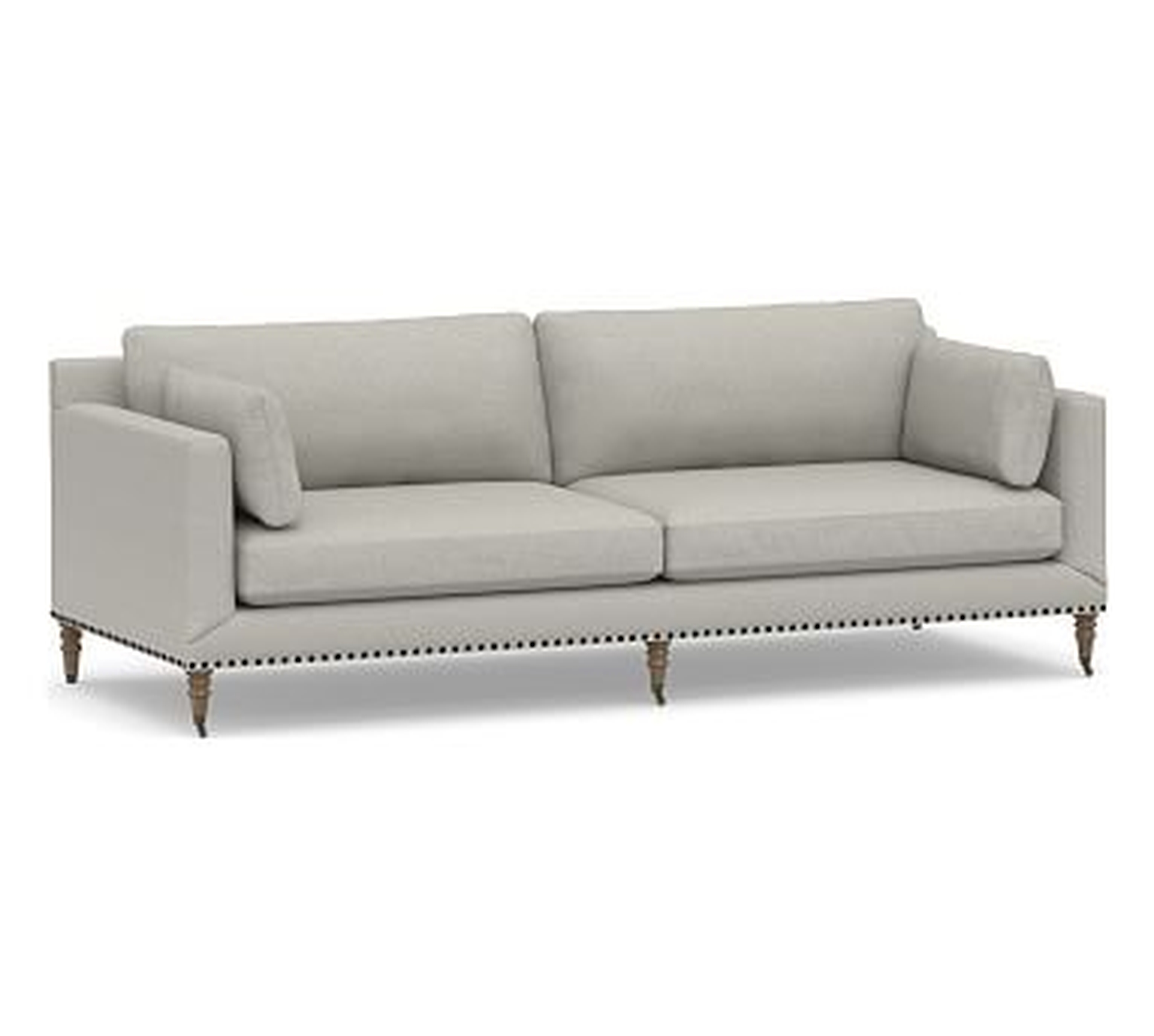 Tallulah Upholstered Grand Sofa 95", Down Blend Wrapped Cushions, Performance Boucle Pebble - Pottery Barn