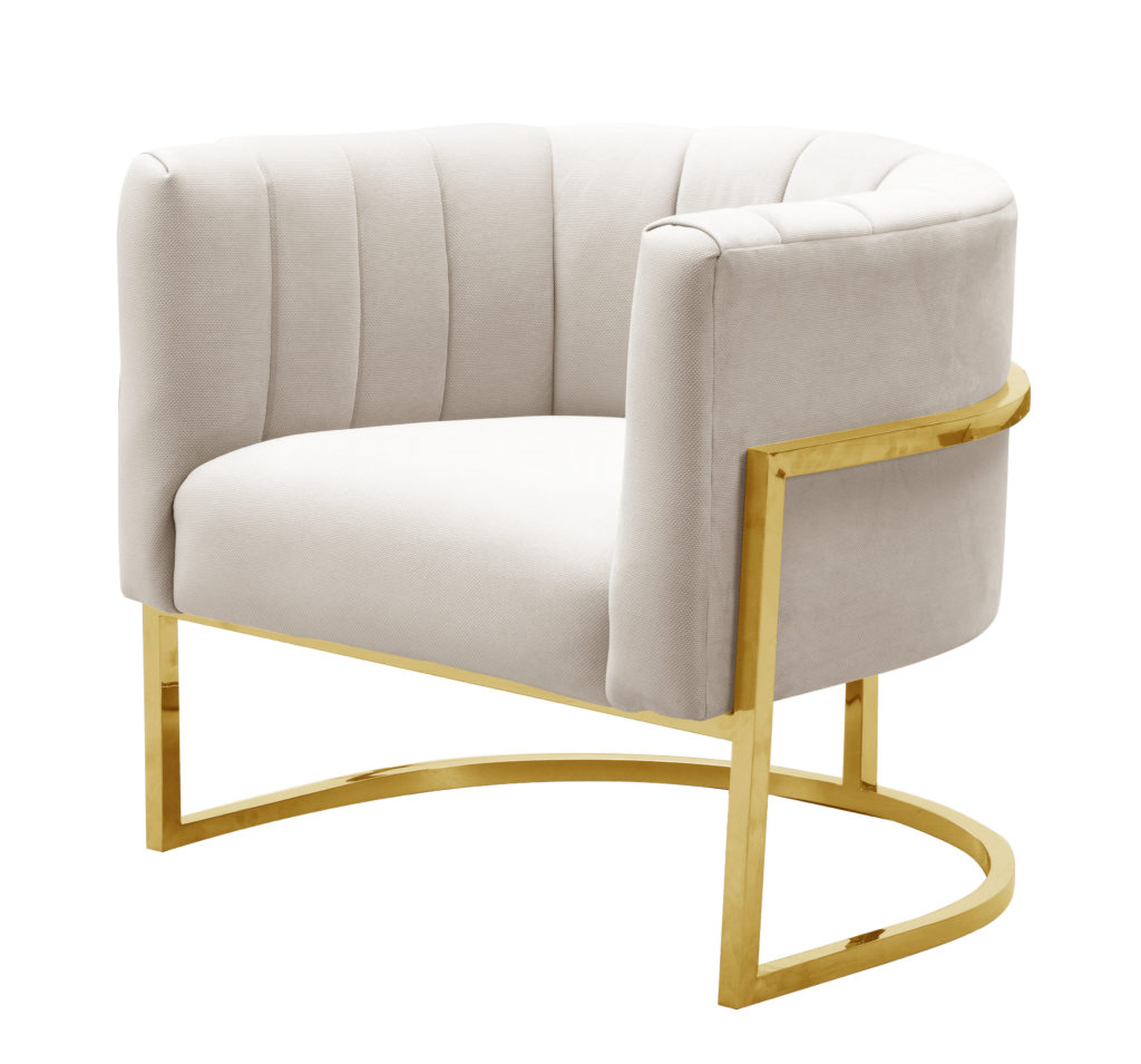 Adaline Spotted Cream Chair with Lilly Base - Maren Home