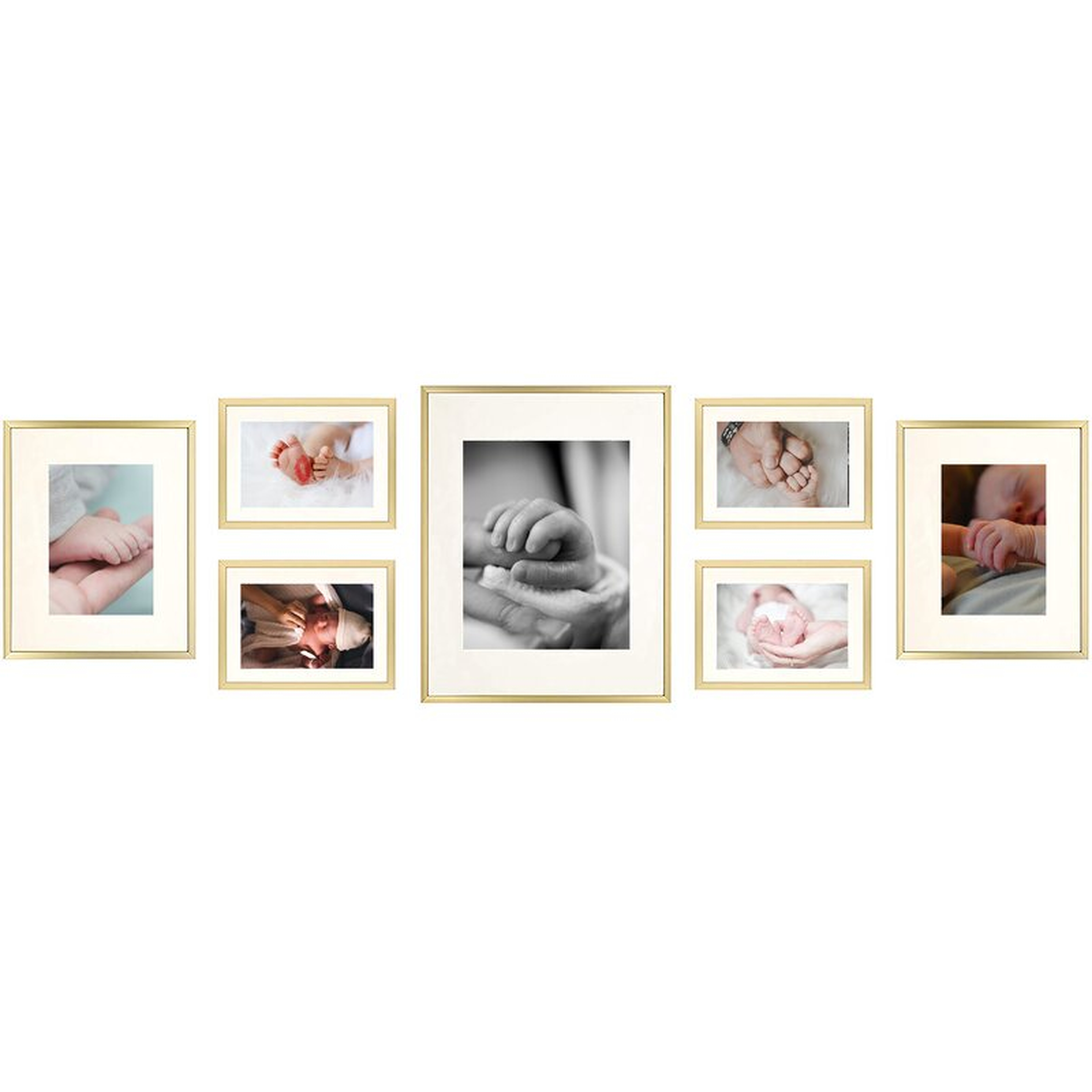 7 Piece Alisson Gallery Wall Aluminum Picture Frame Set-Gold - Wayfair