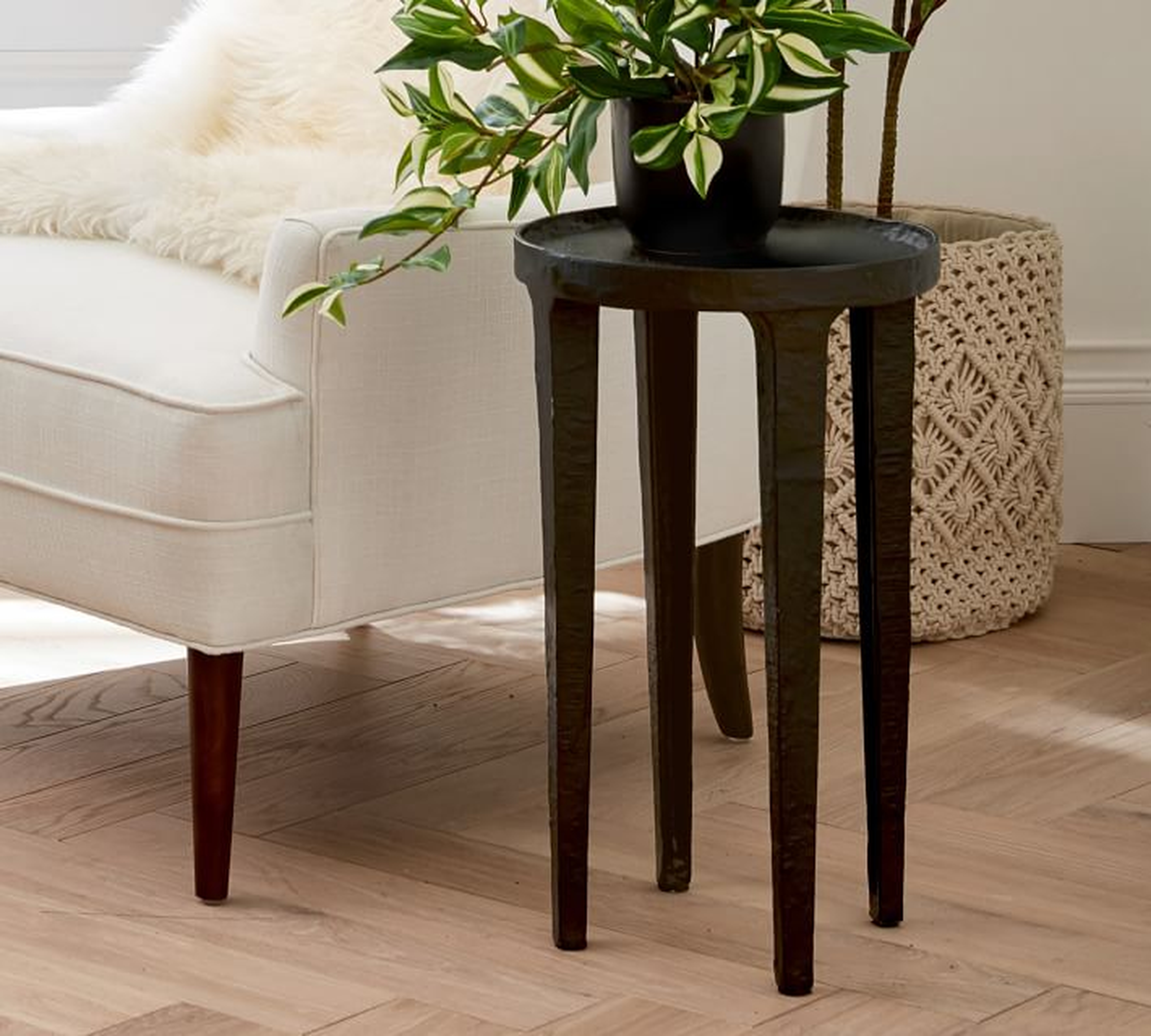 Jamie 12" Round Metal Accent Table - Pottery Barn