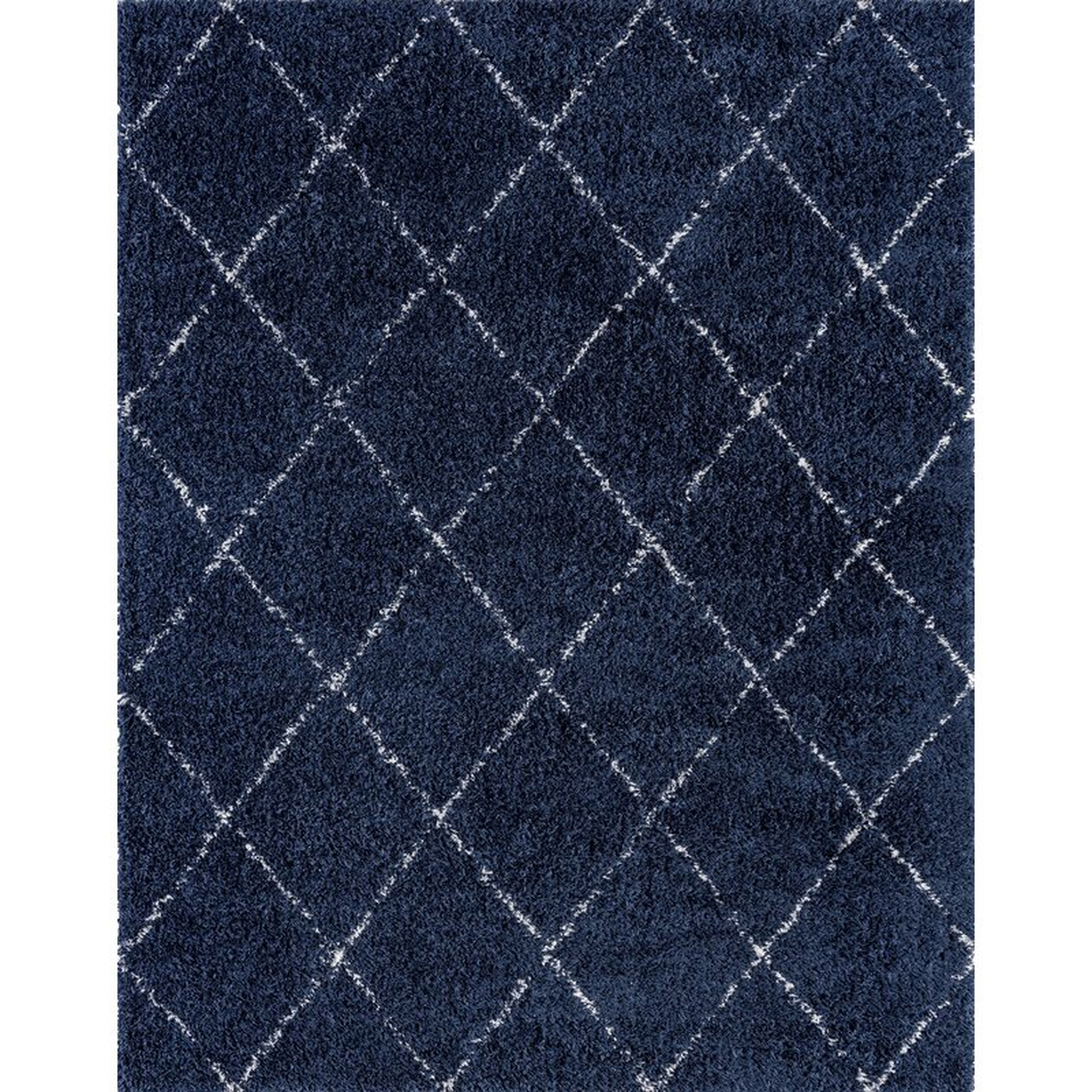 Khristian Geometric Shag Navy Area Rug - Wayfair