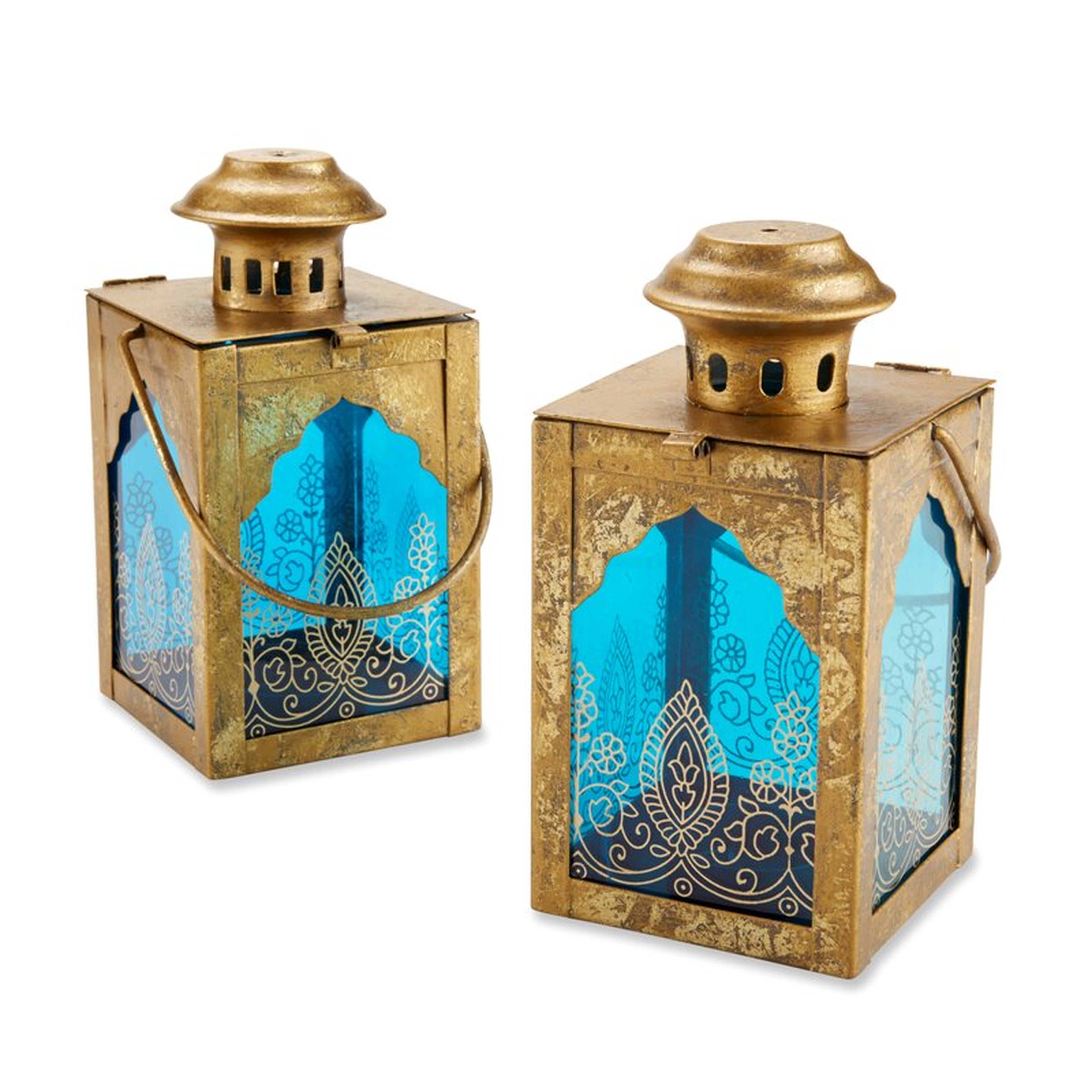 Indian Jewel Small Iron and Glass Lantern - Wayfair