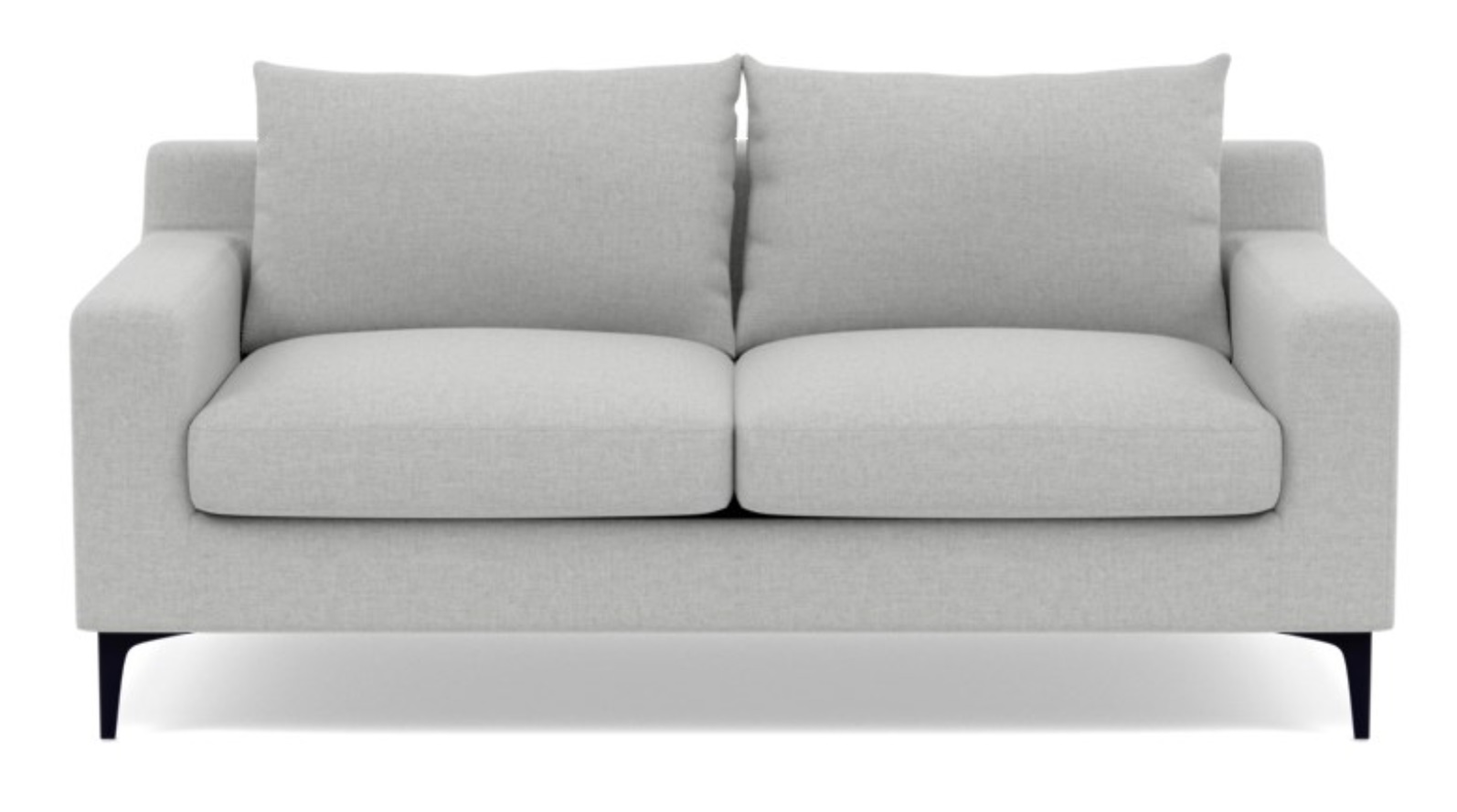SLOAN Loveseat-Ecru Monochromatic Plush, Matte Black Sloan L Leg, 63”, 2 Cushions, Standard down blend - Interior Define