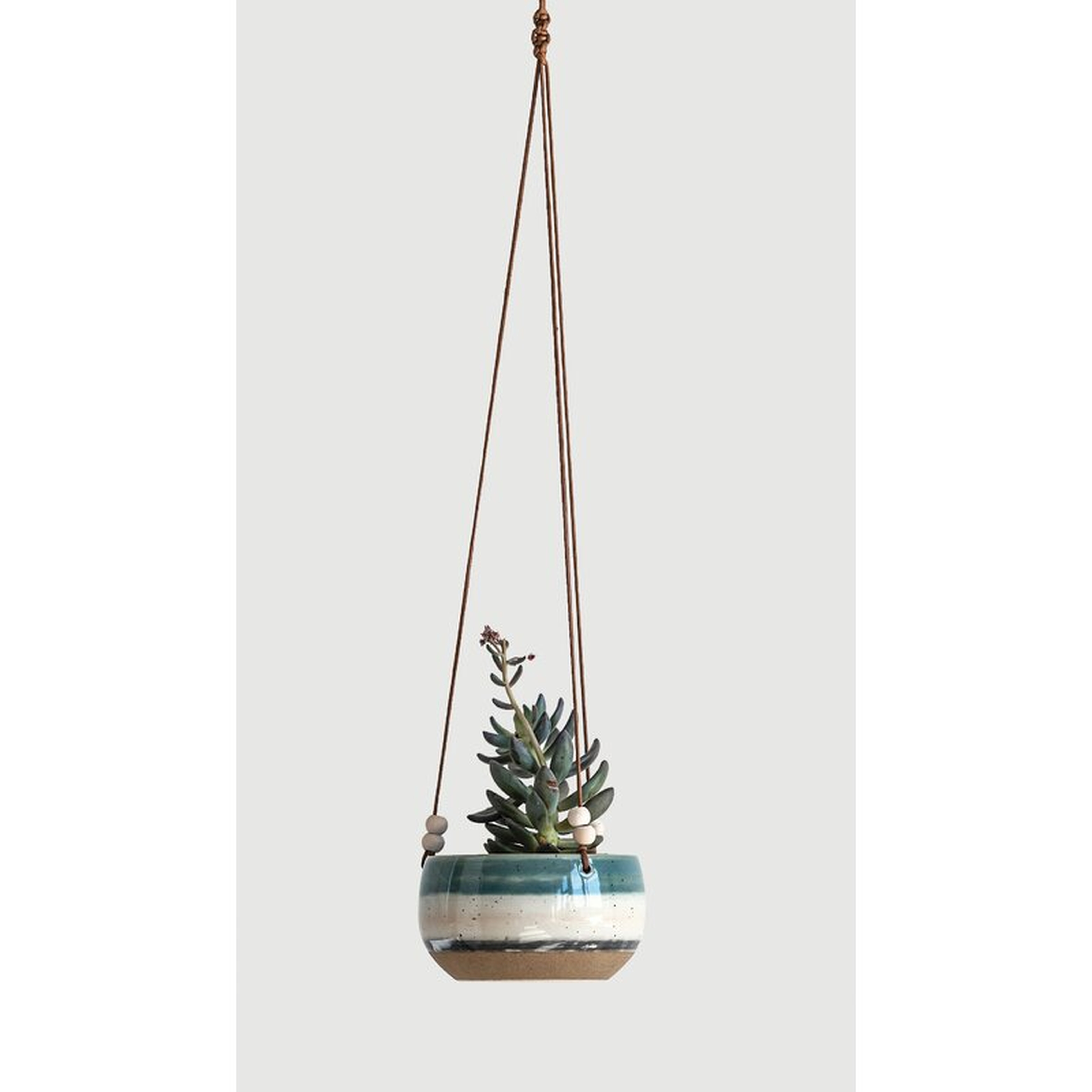 Keeble Striped Hanging Ceramic Hanging Planter - Wayfair