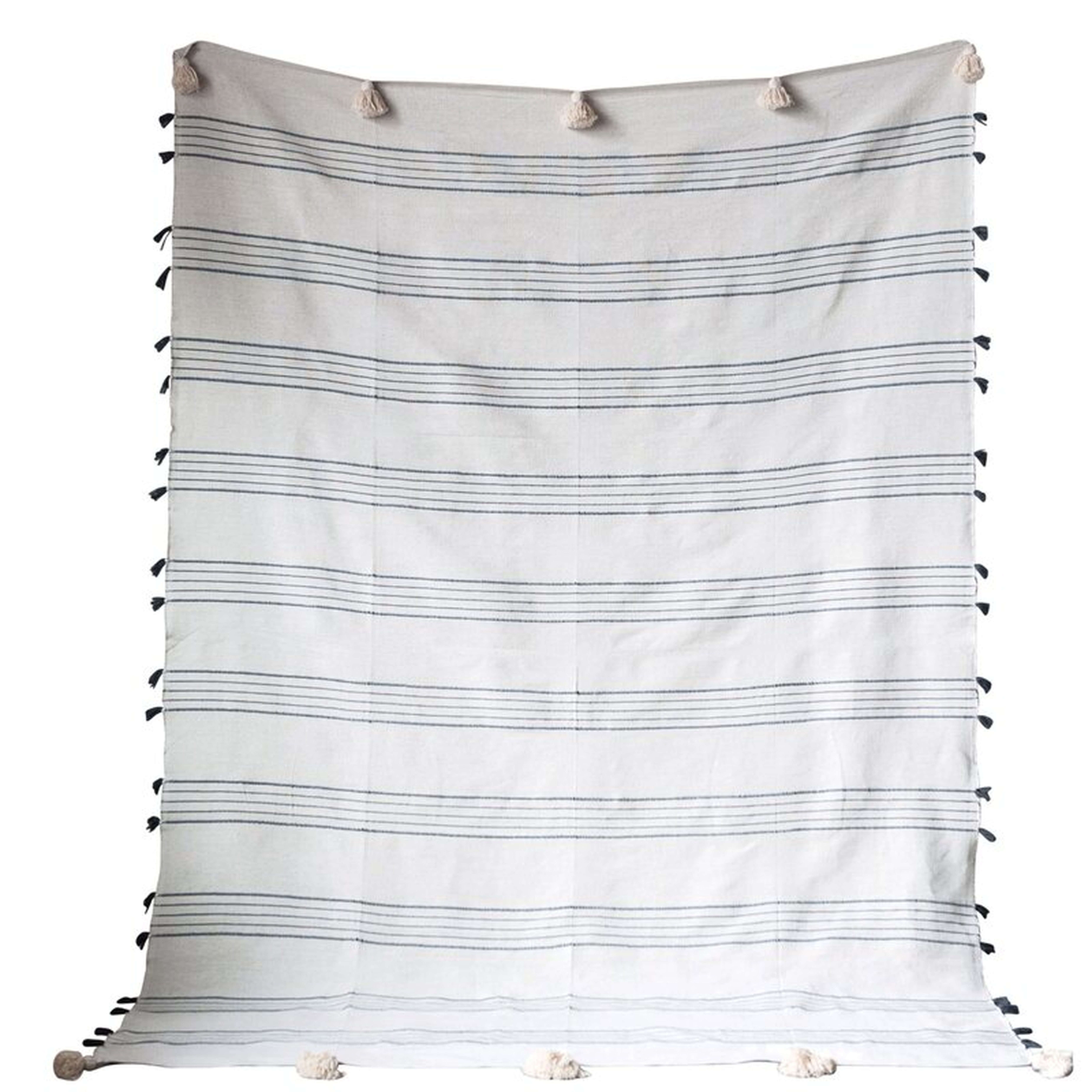 Menefee Striped Hand-Loomed with Tassels Cotton Blanket - Wayfair
