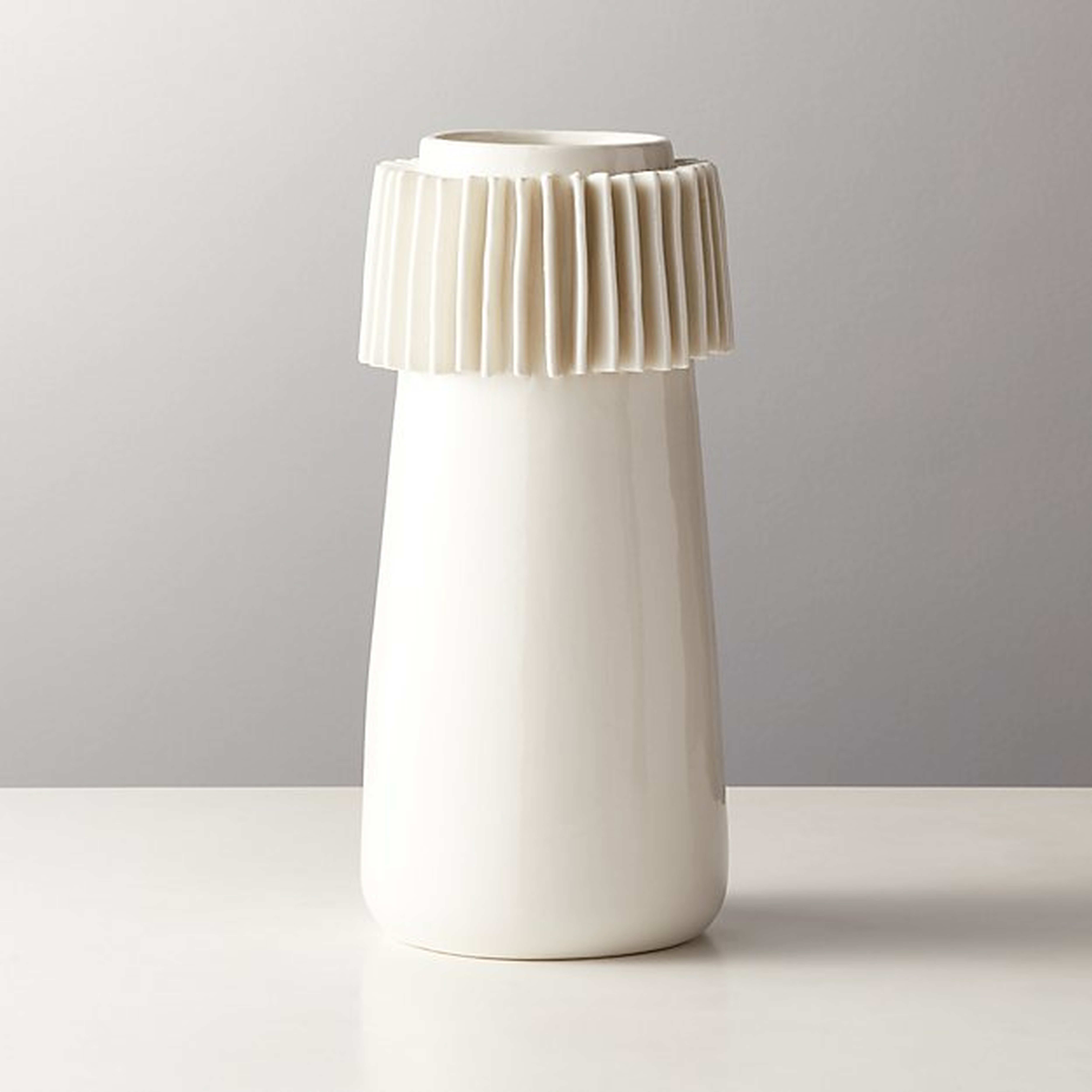 Ruff White Porcelain Vase - CB2