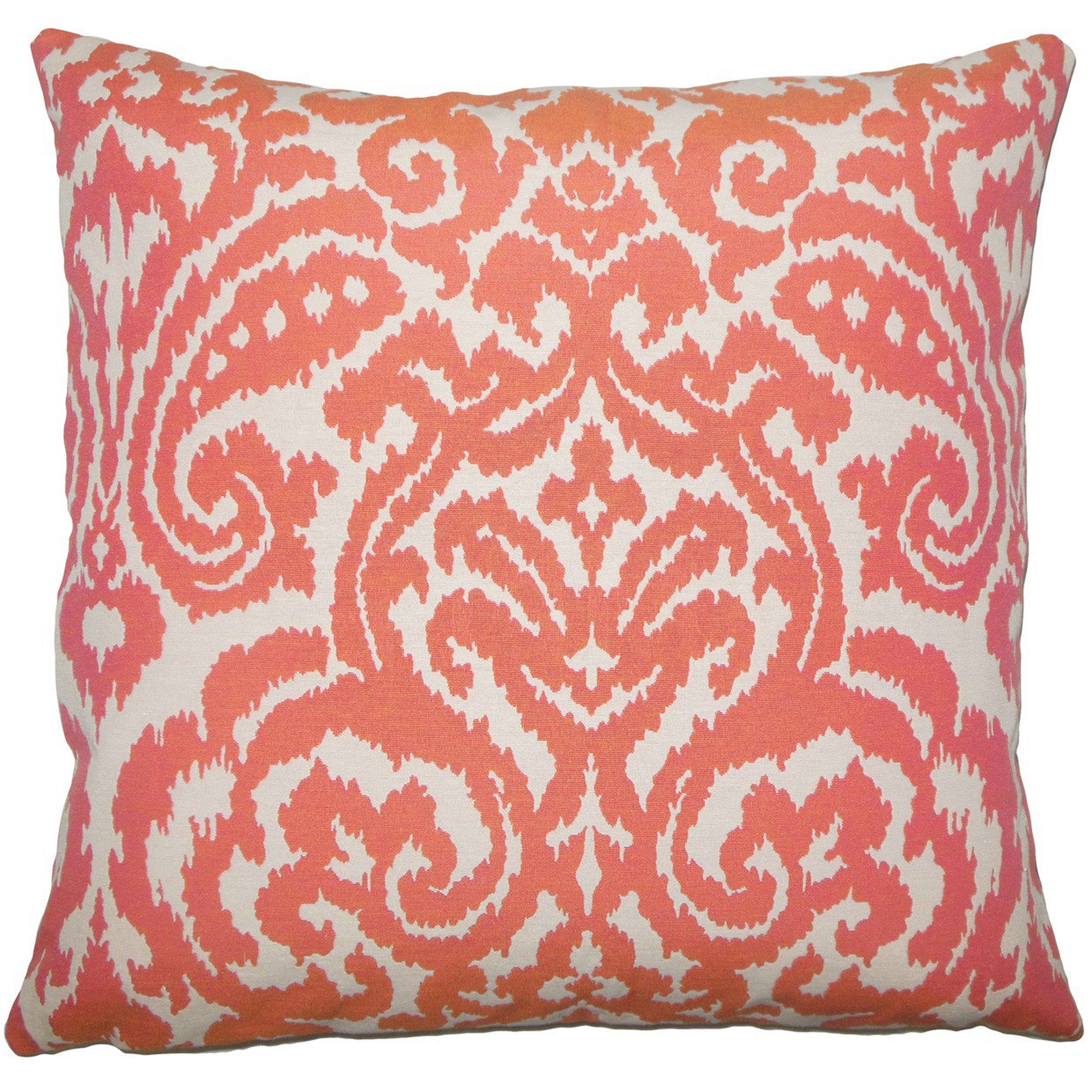 Wafai Ikat Pillow Coral - 12" x 18"- Down insert - Linen & Seam
