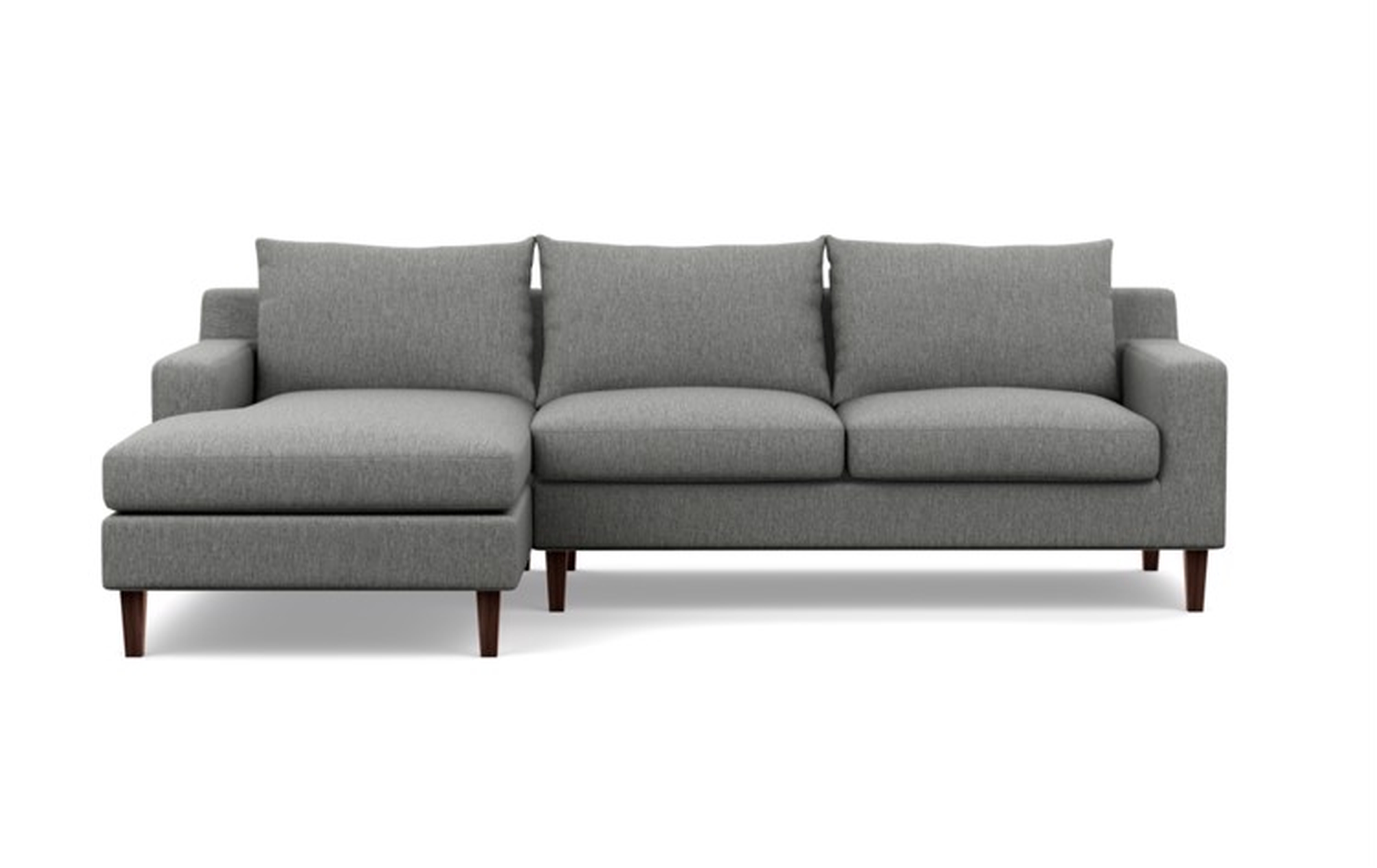 Sectional Sofa with Left Chaise - 96" - Plow Crossweave - Oiled Walnut Tapered Round Wood - Interior Define