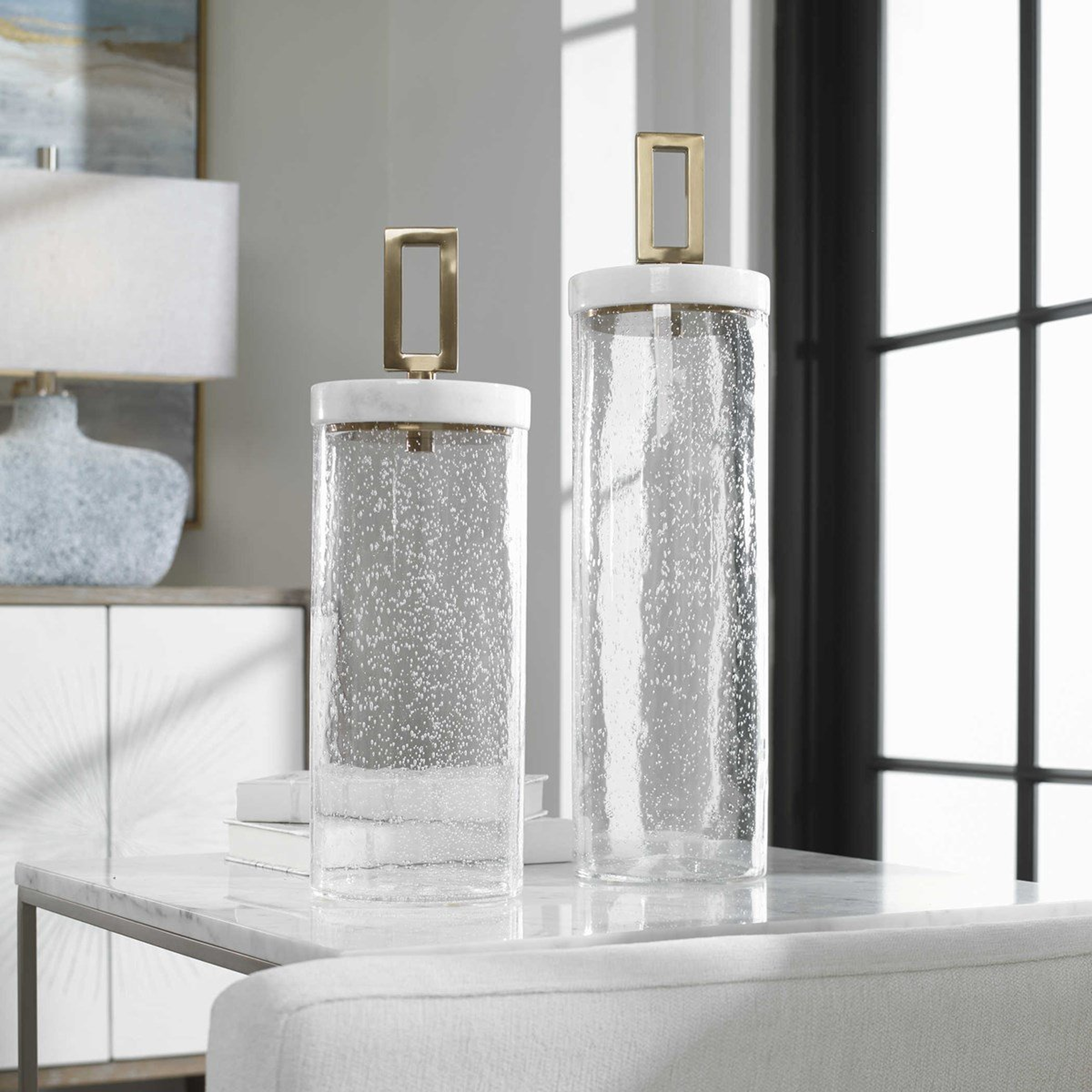 Hayworth Seeded Glass Containers, Set/2 - Hudsonhill Foundry