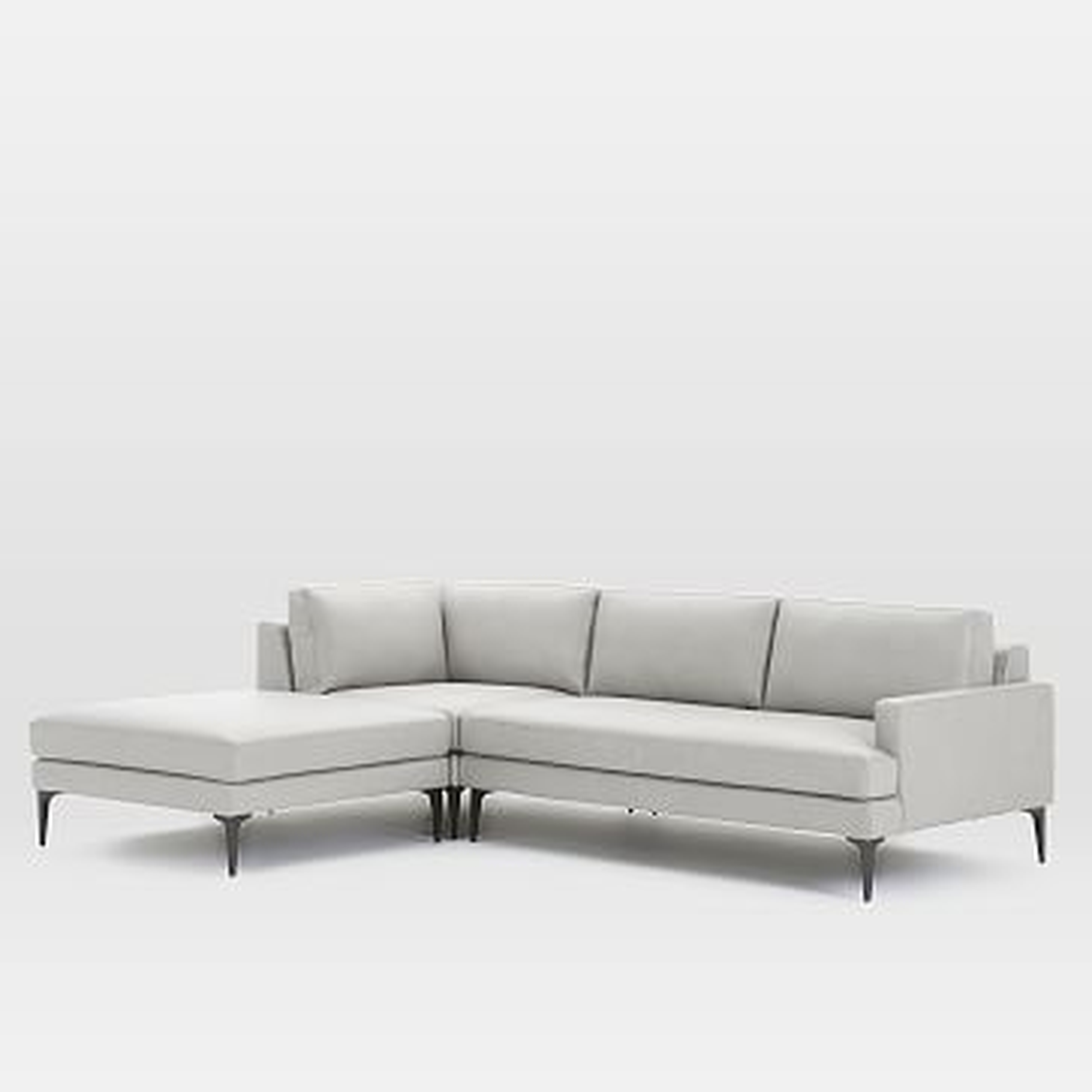 Andes Set 2: Right 2.5 Seater Sofa, Ottoman, Corner, Leather, Cement - West Elm