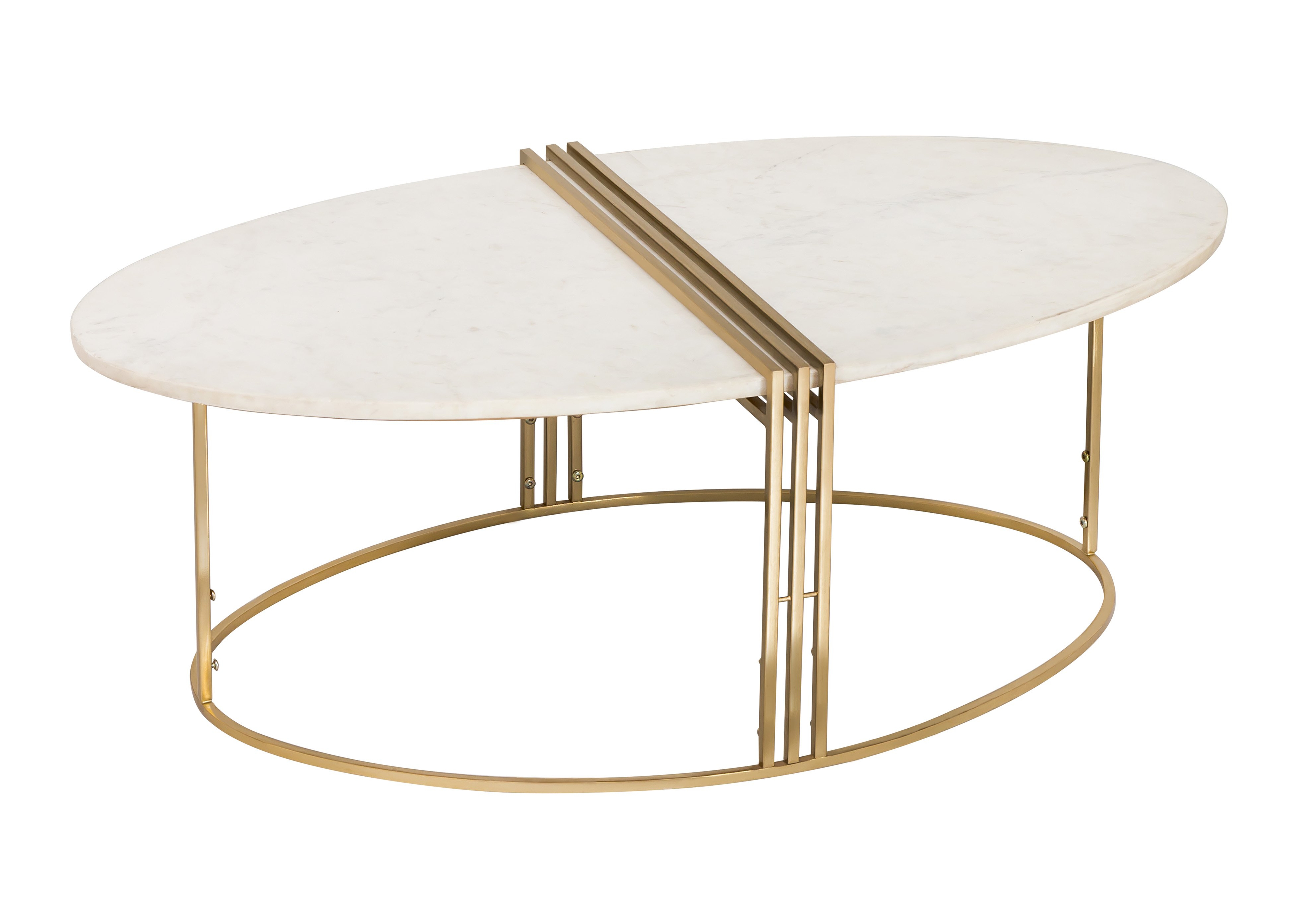 Caleb Oval White Marble Cocktail Table - Maren Home