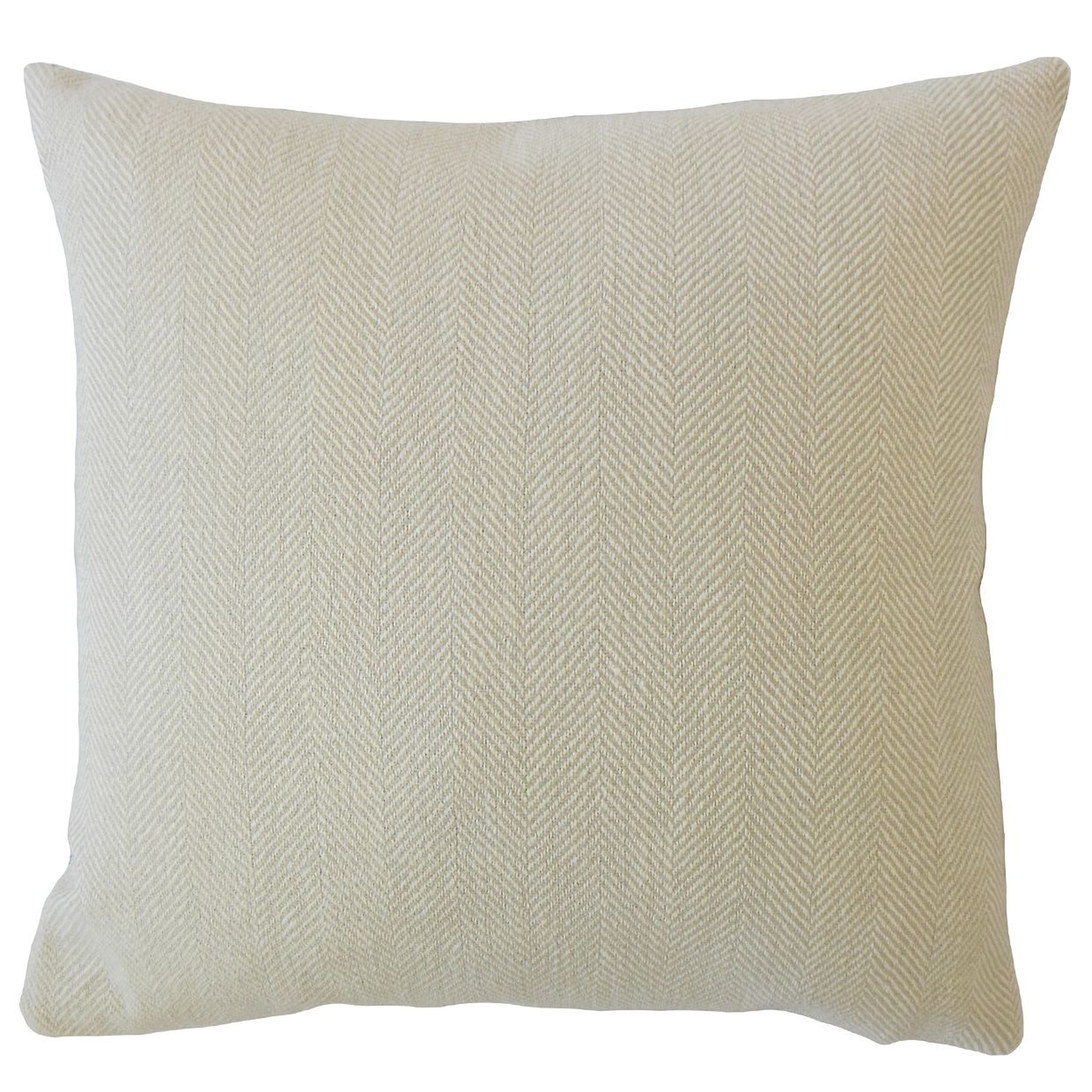 Linen Herringbone Pillow, Cement, 22" x 22" - Havenly Essentials