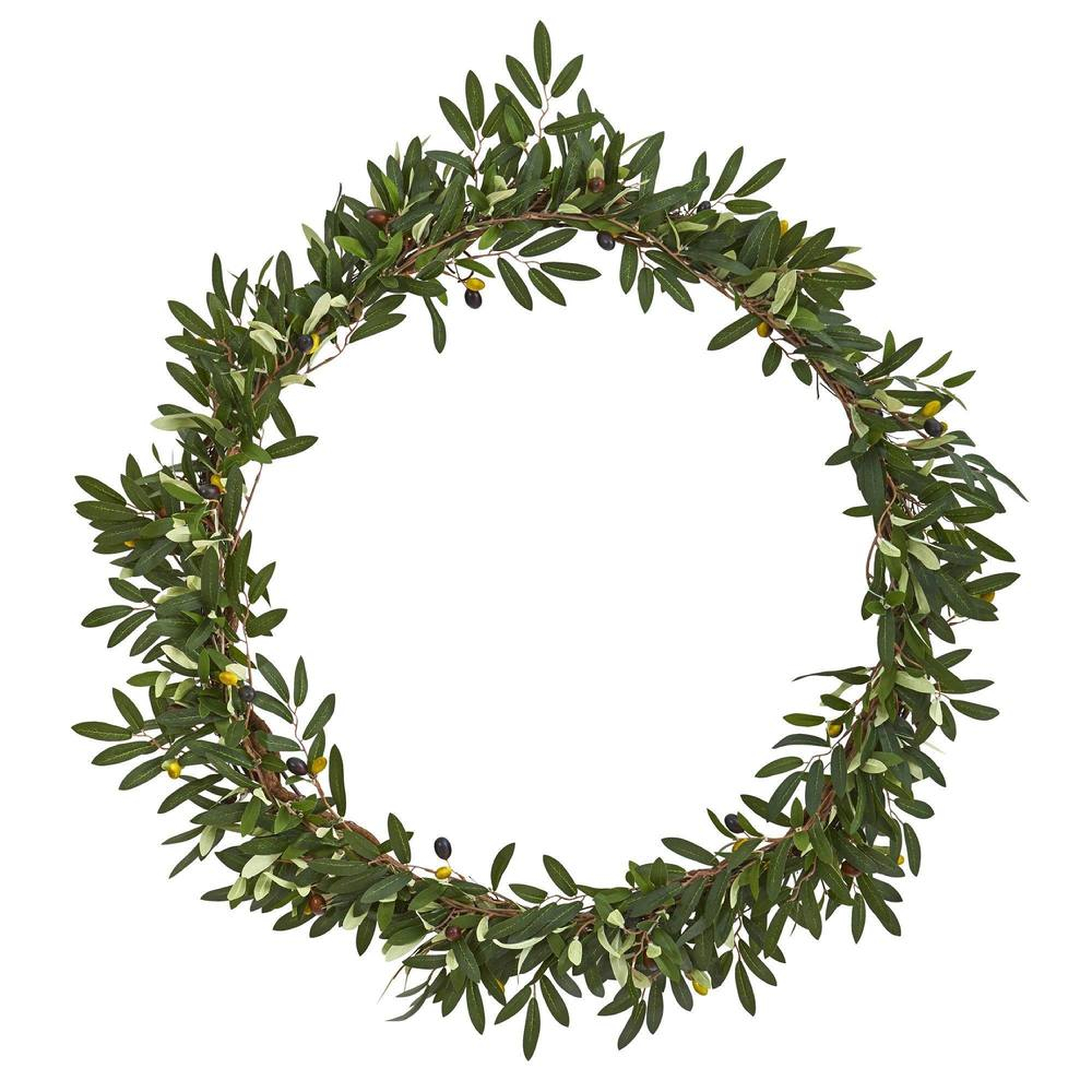 Faux Olive Wreath, 28" - Nearly Natural