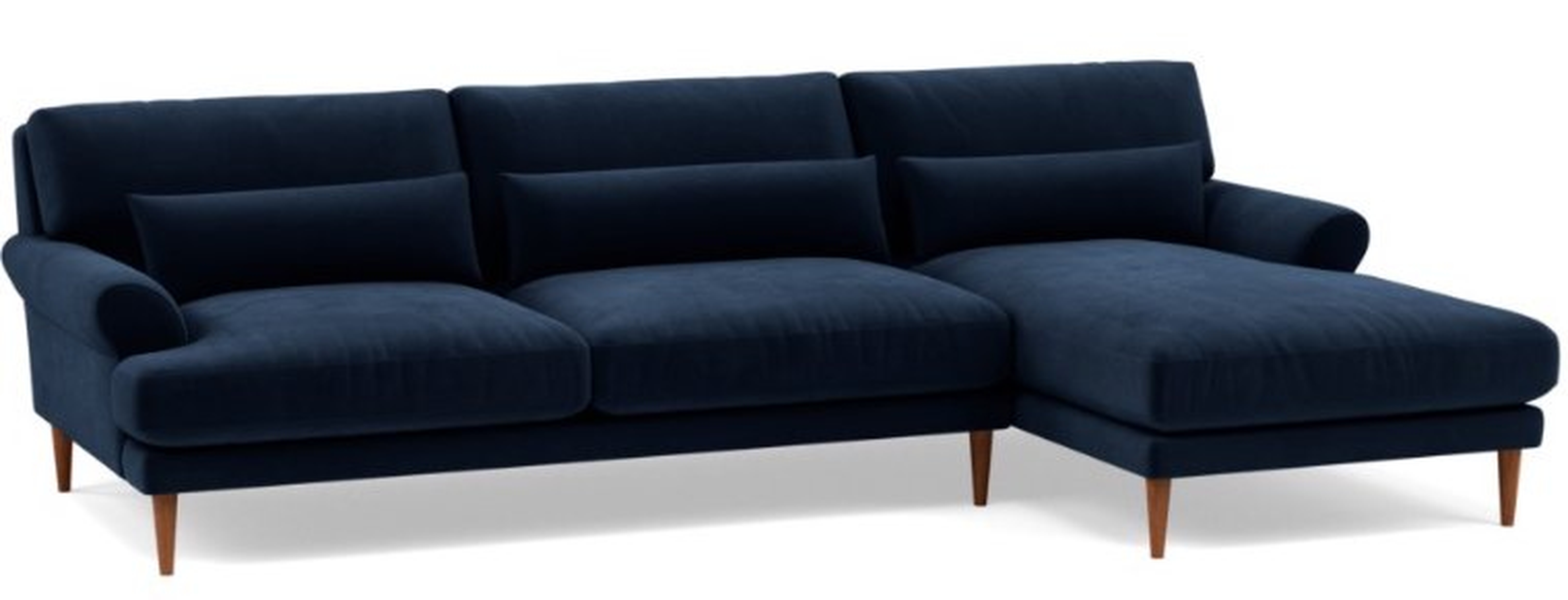 MAXWELL Sectional Sofa with Right Chaise Navy Performance Velvet - Interior Define