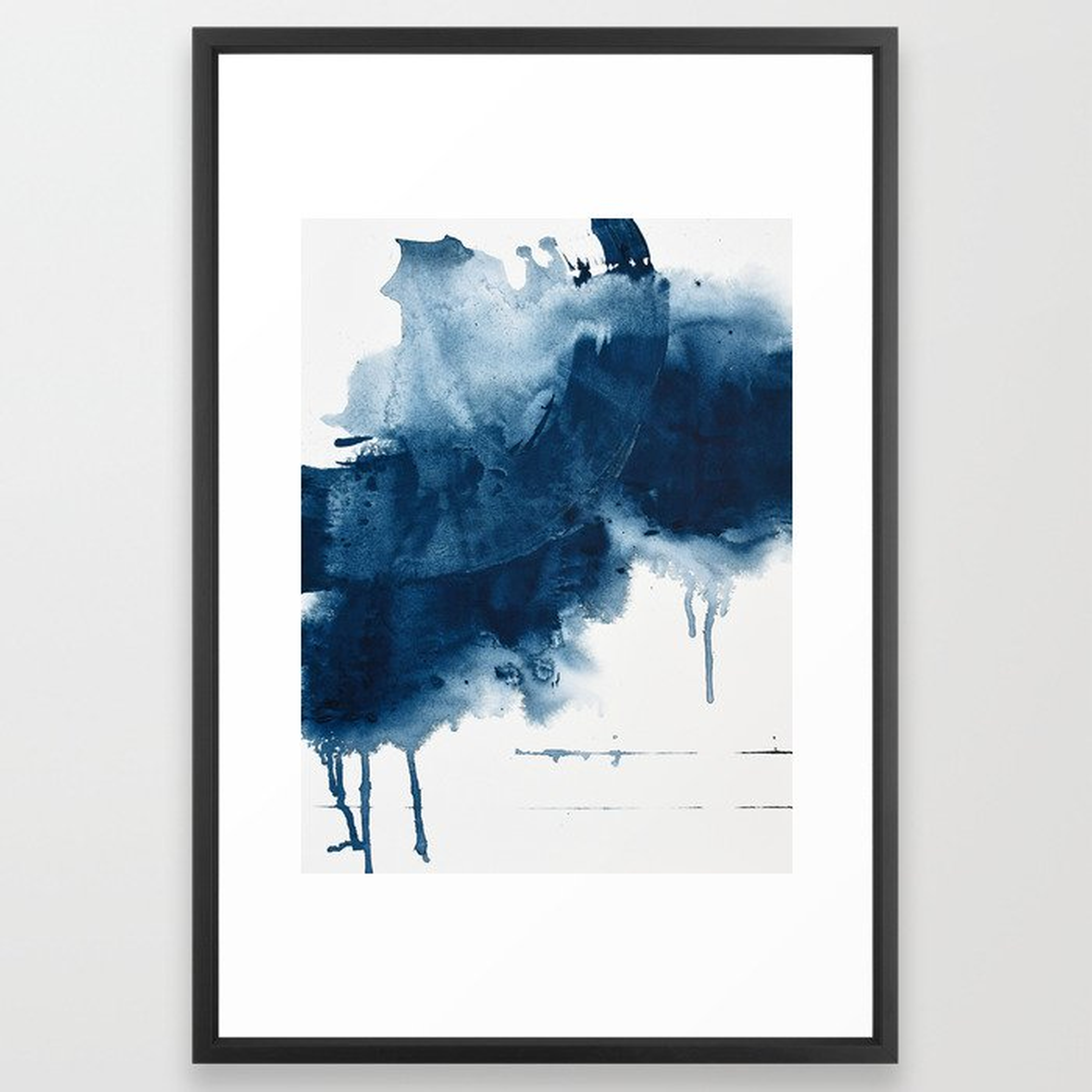 Where does the dance begin? A minimal abstract acrylic painting in blue and white by Alyssa Hamilton Framed Art Print - Society6