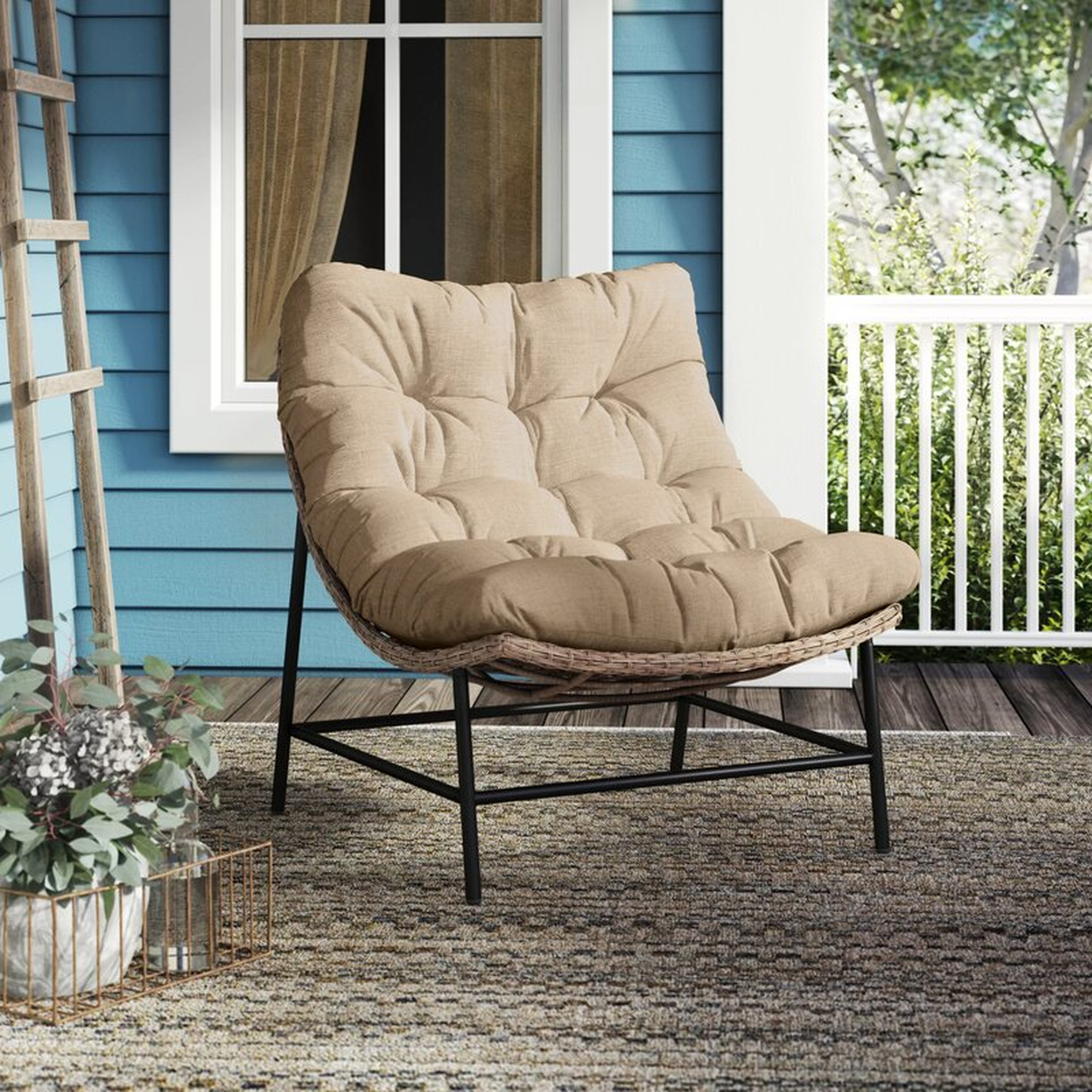 Lauri Transitional Patio Chair with Cushions (Set of 2) - Wayfair