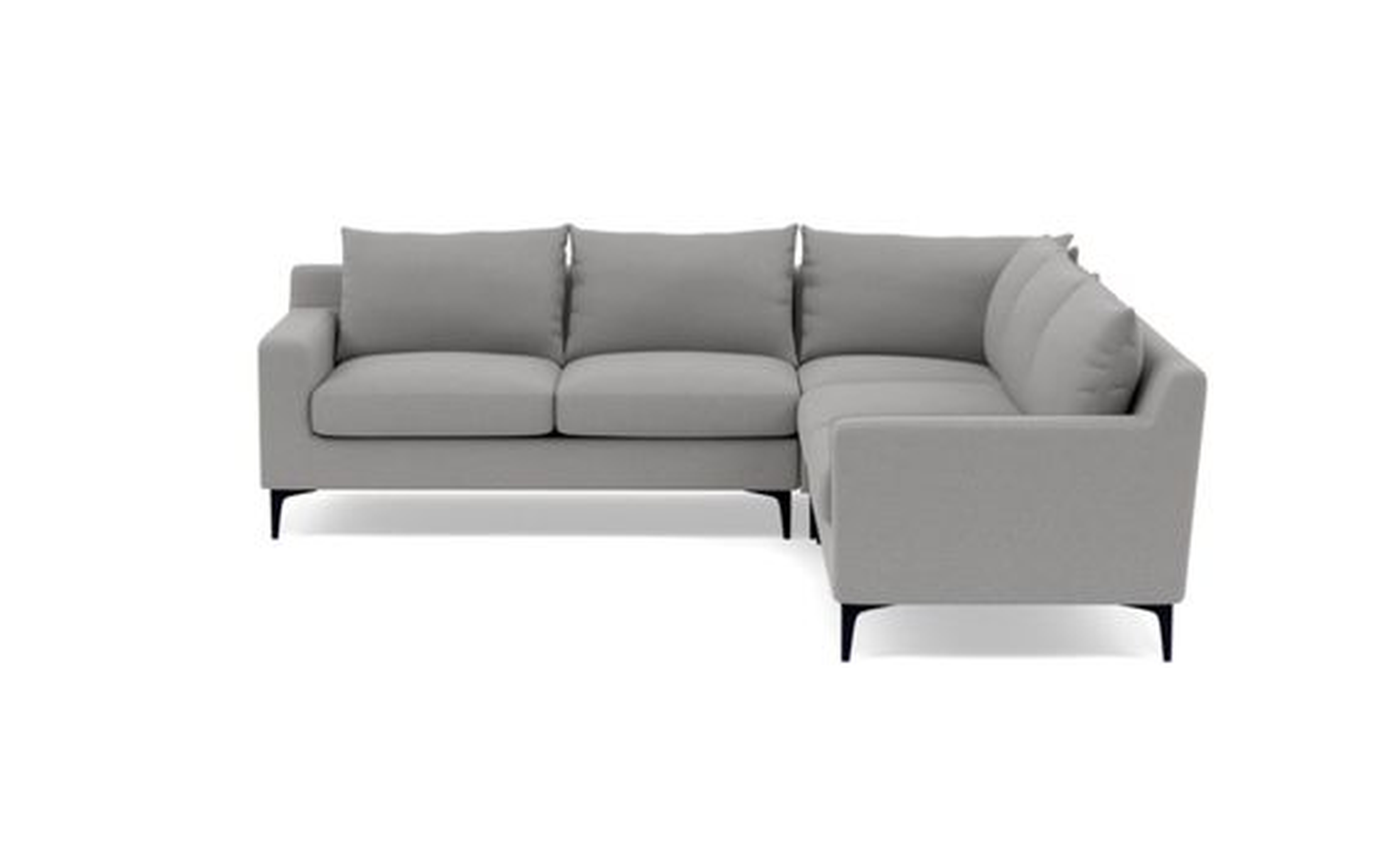 Sloan Corner Sectional with Grey Ash Fabric and Matte Black legs - Interior Define