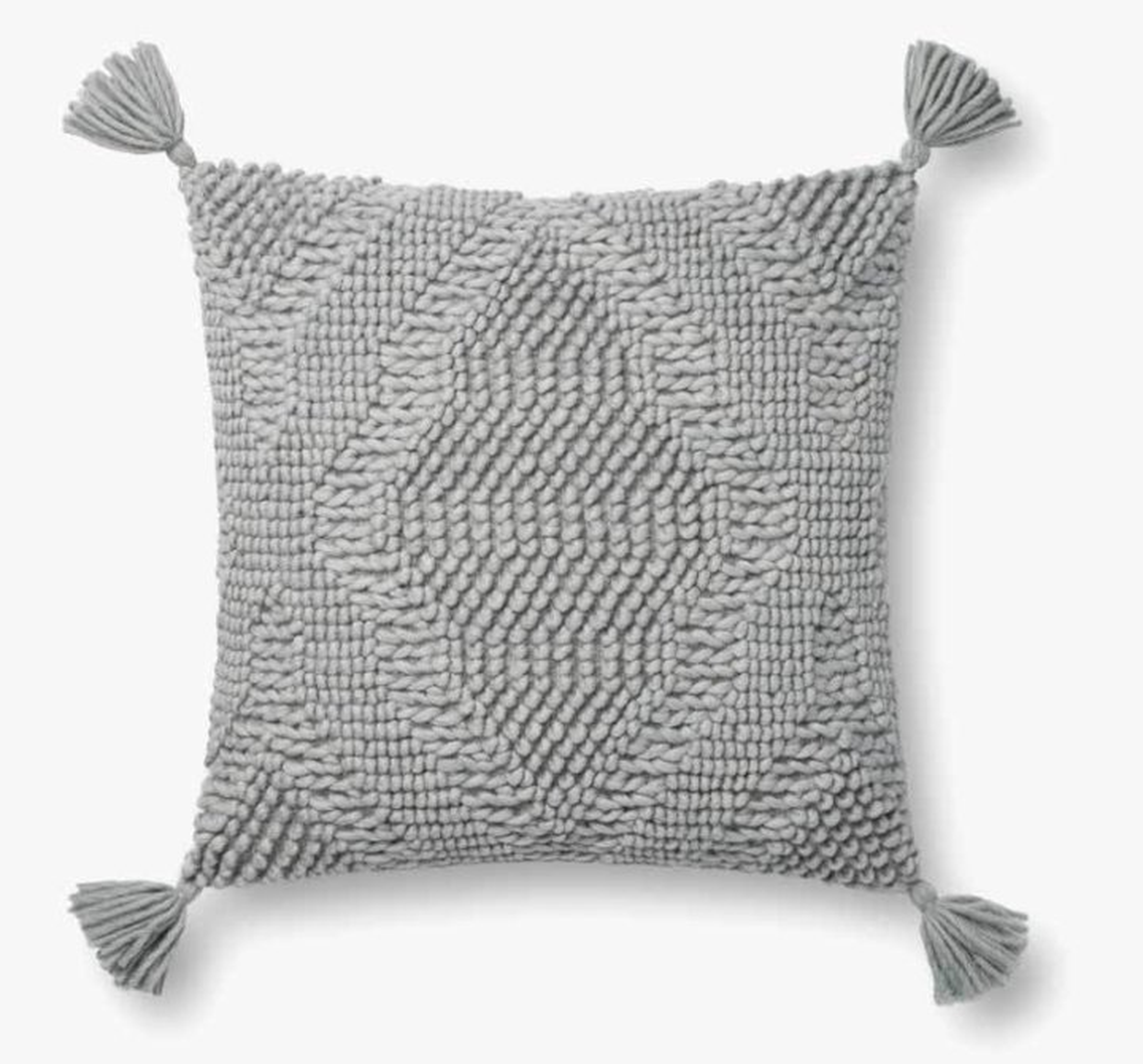 Woven Tassel Throw Pillow, Gray, 18" x 18" - Loma Threads