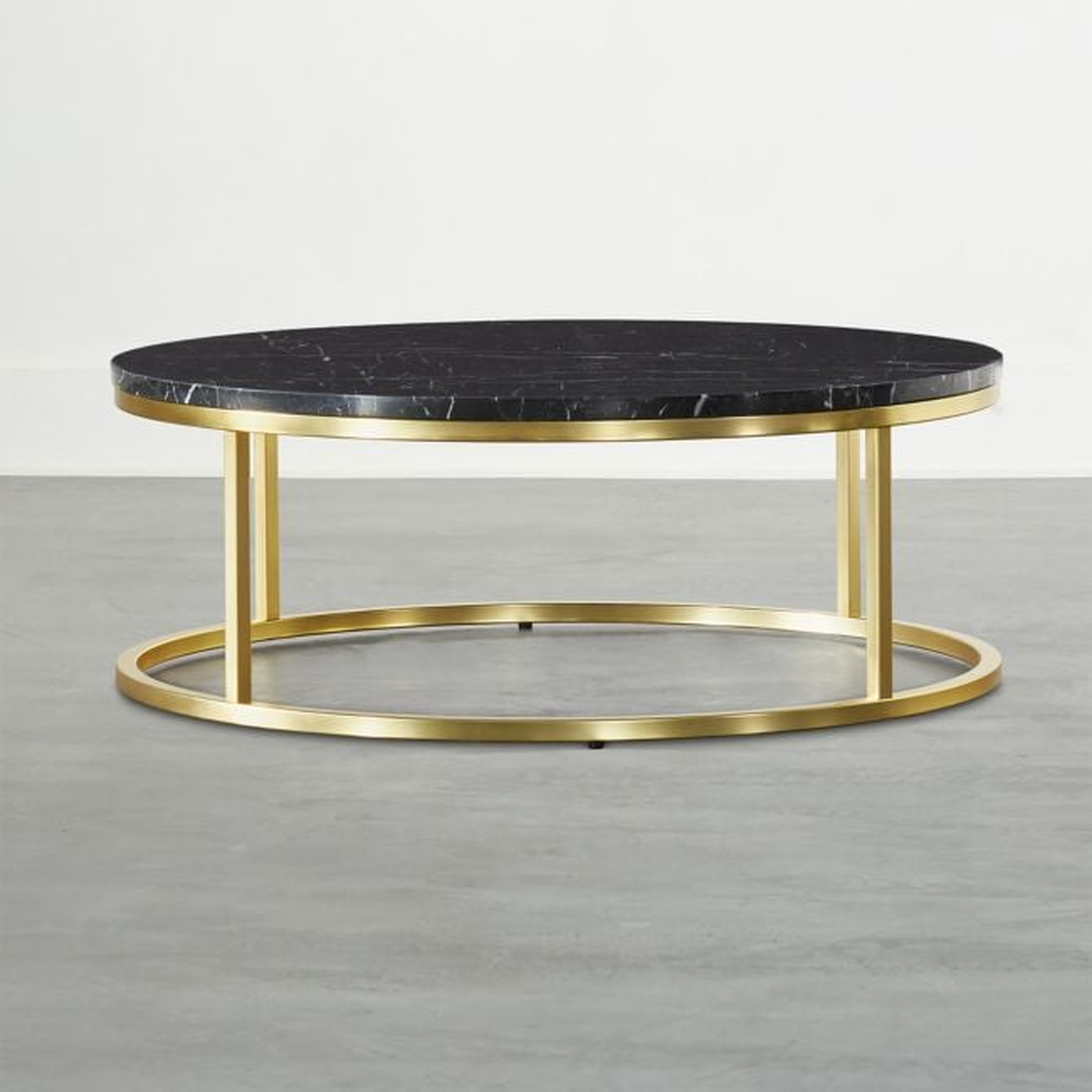 Smart Brass Coffee Table with Black Marble Top - CB2
