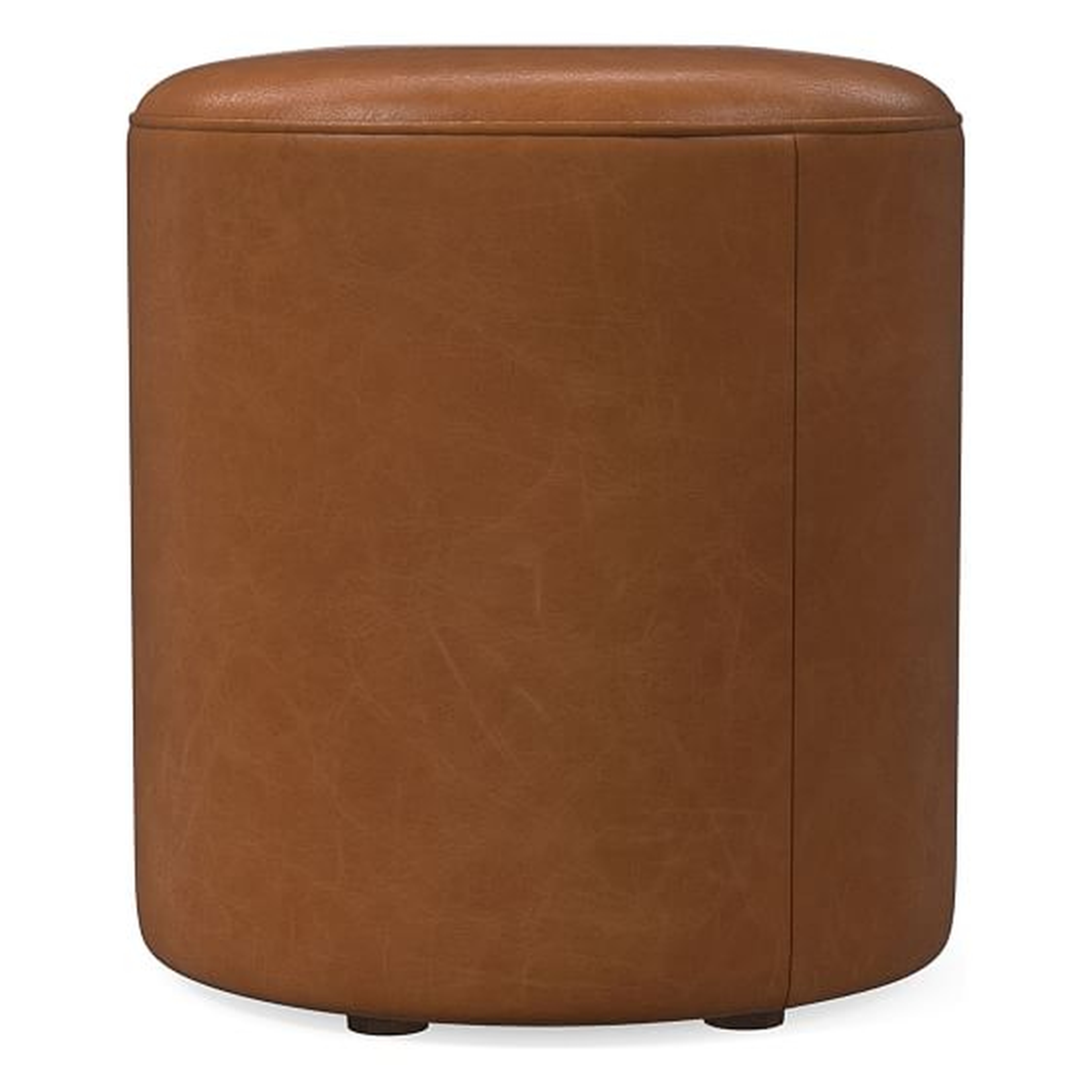 Isla Small Ottoman, Poly, Ludlow Leather, Mace, Concealed Supports - West Elm