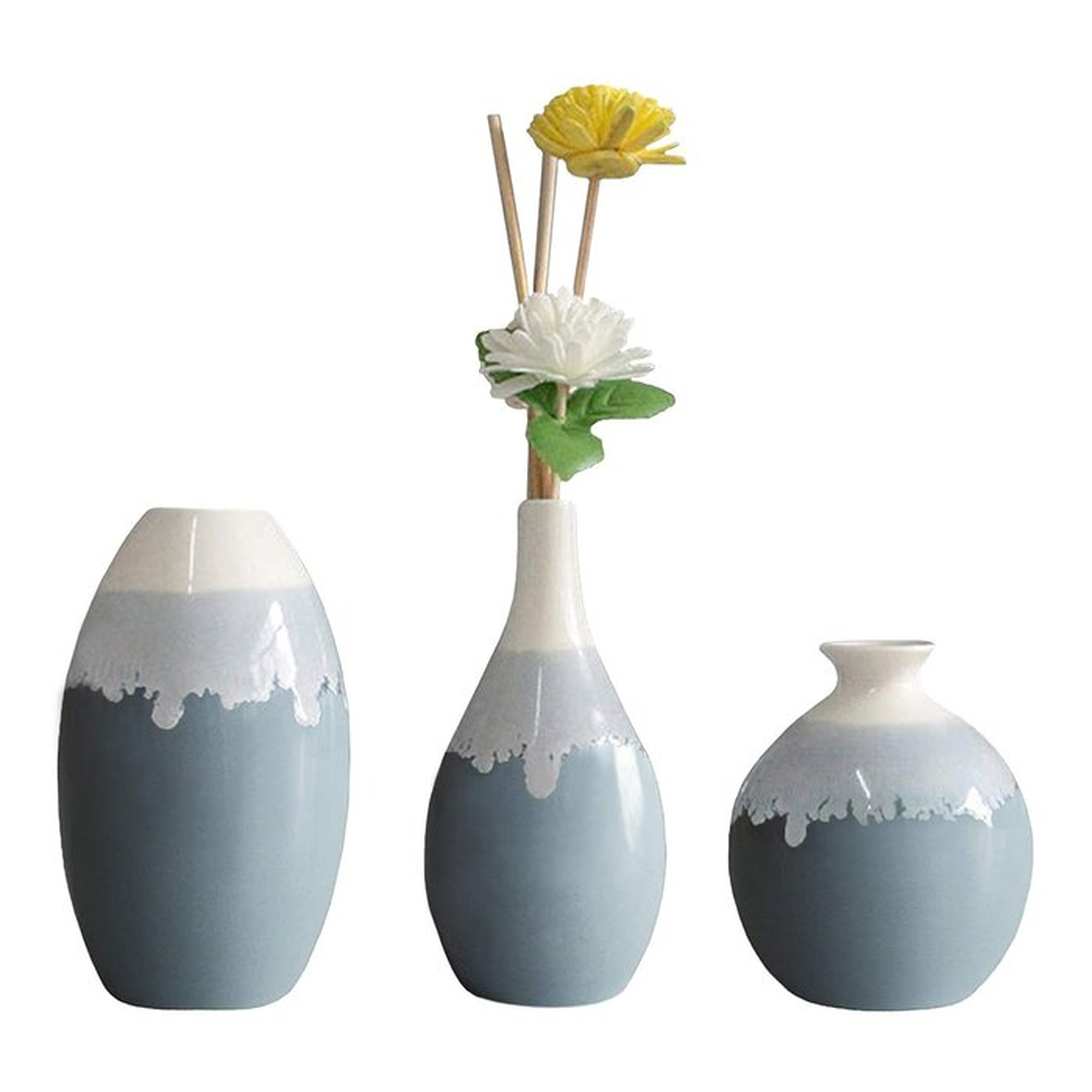 3 Piece Begaye Gradient Blue Ceramic Table Vase Set - Wayfair