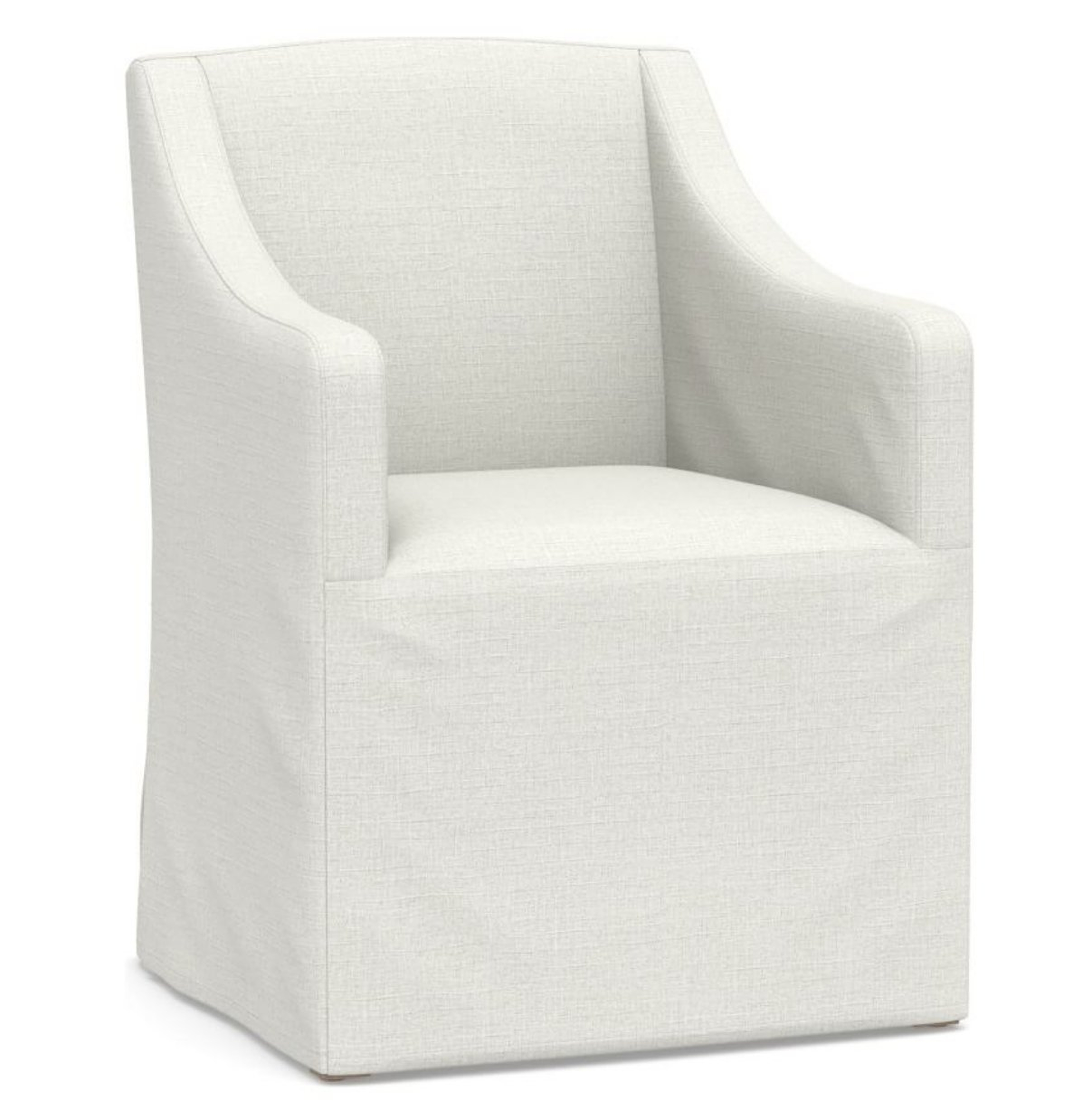 Classic Slipcovered Slope Armchair with Gray Wash Frame, Basketweave Slub Ivory - Pottery Barn