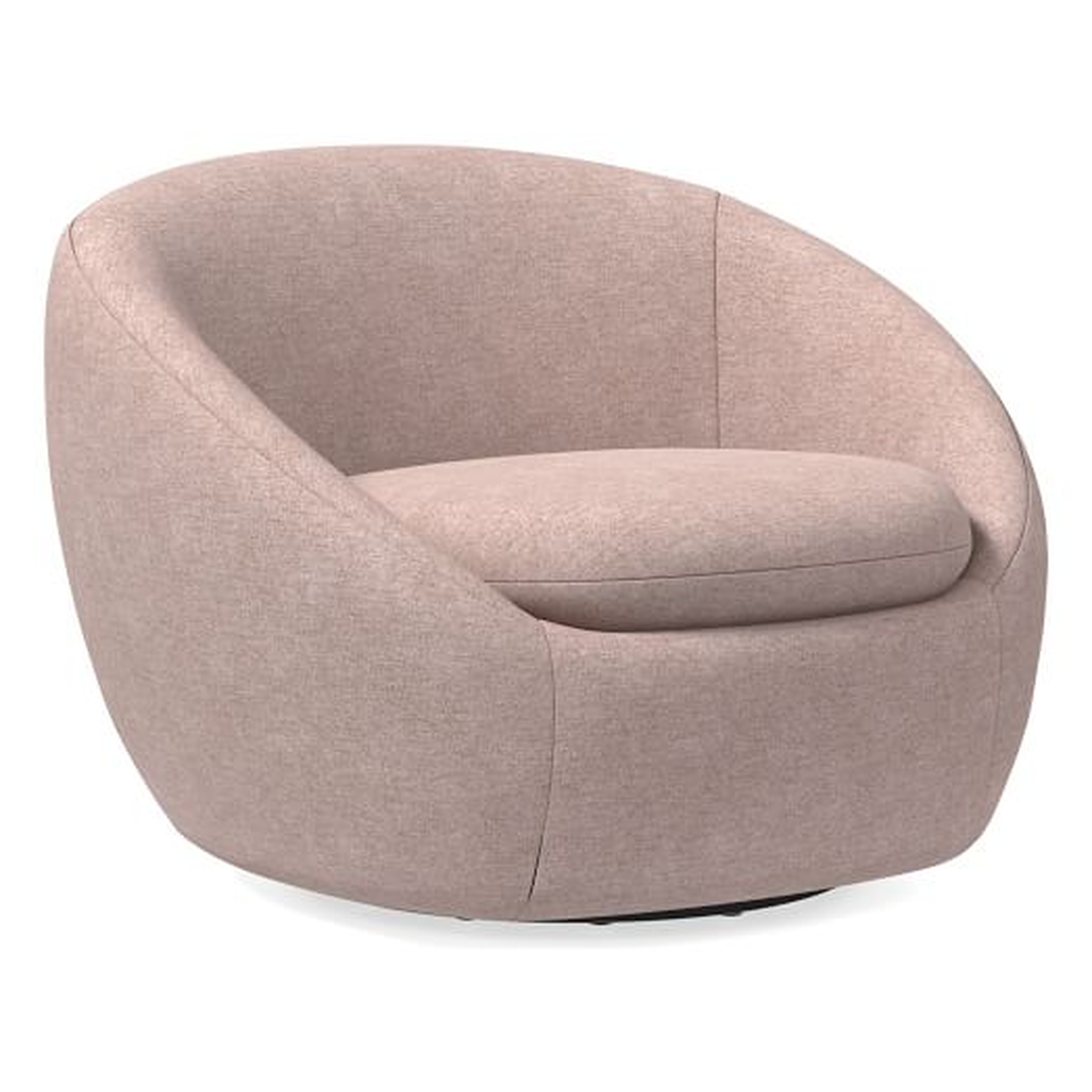 Cozy Swivel Chair, Distressed Velvet, Light Pink - West Elm