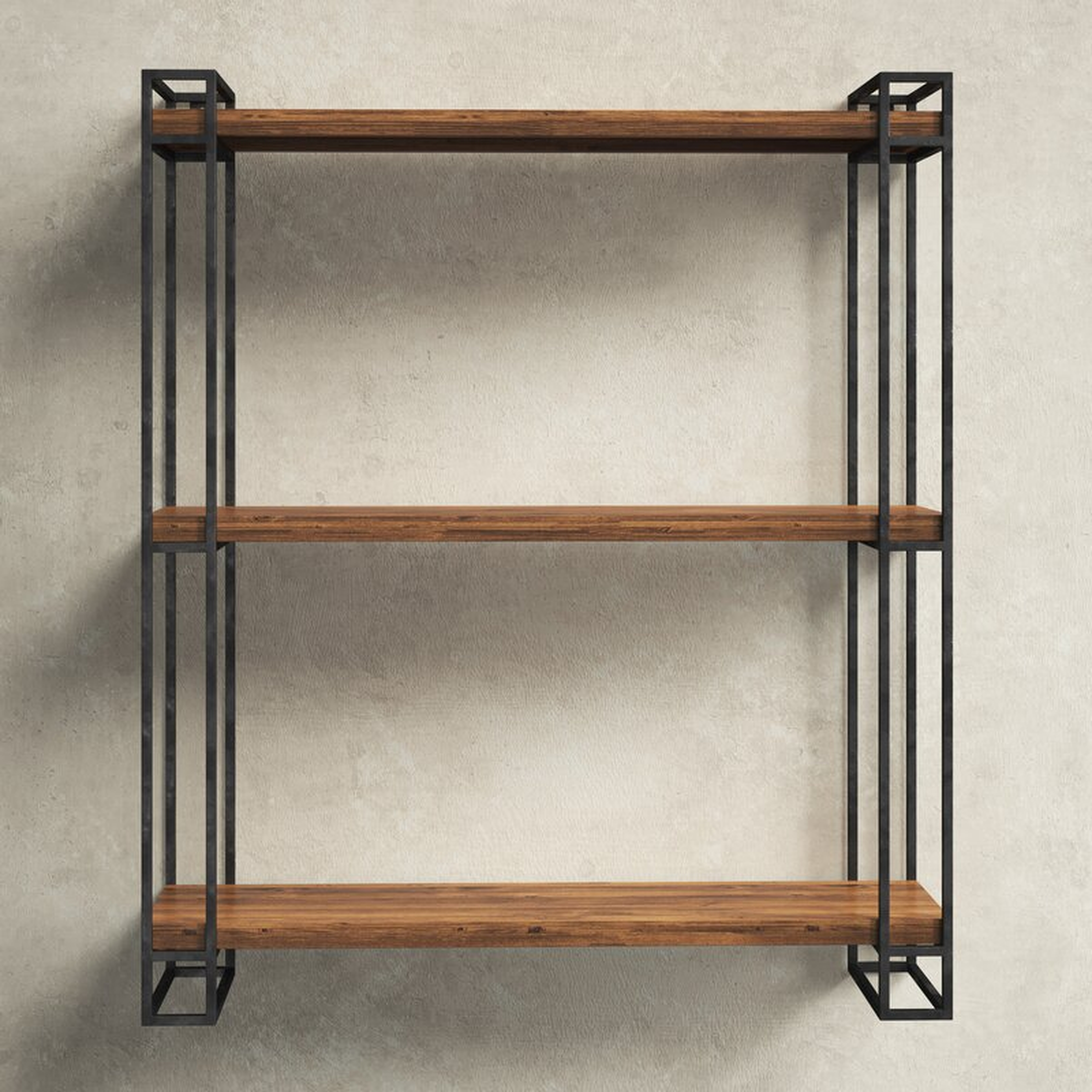 Kimsey Wood and Metal Floating Wall Shelf - Wayfair