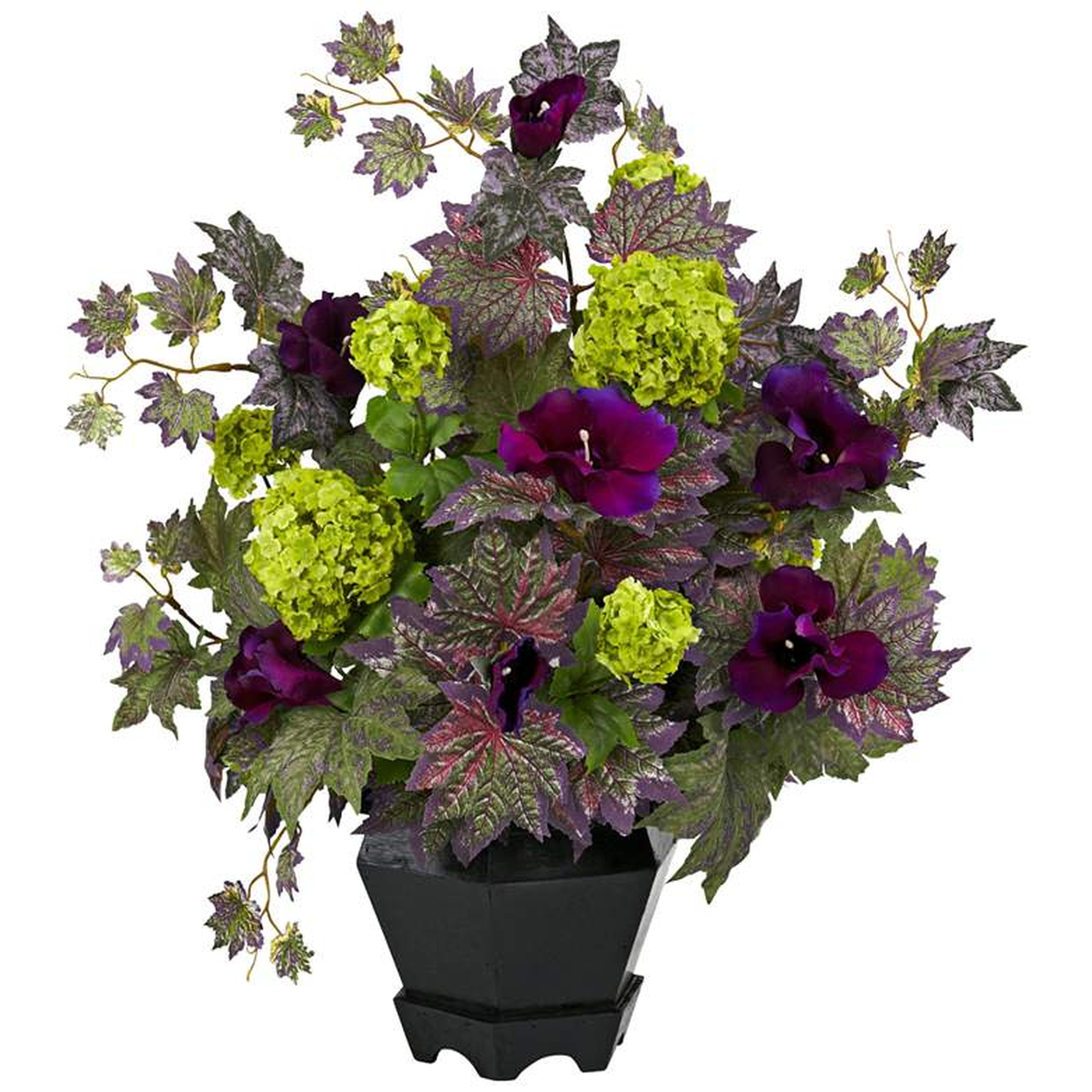 Purple Morning Glory and Hydrangea 23"W Potted Faux Flowers - Lamps Plus
