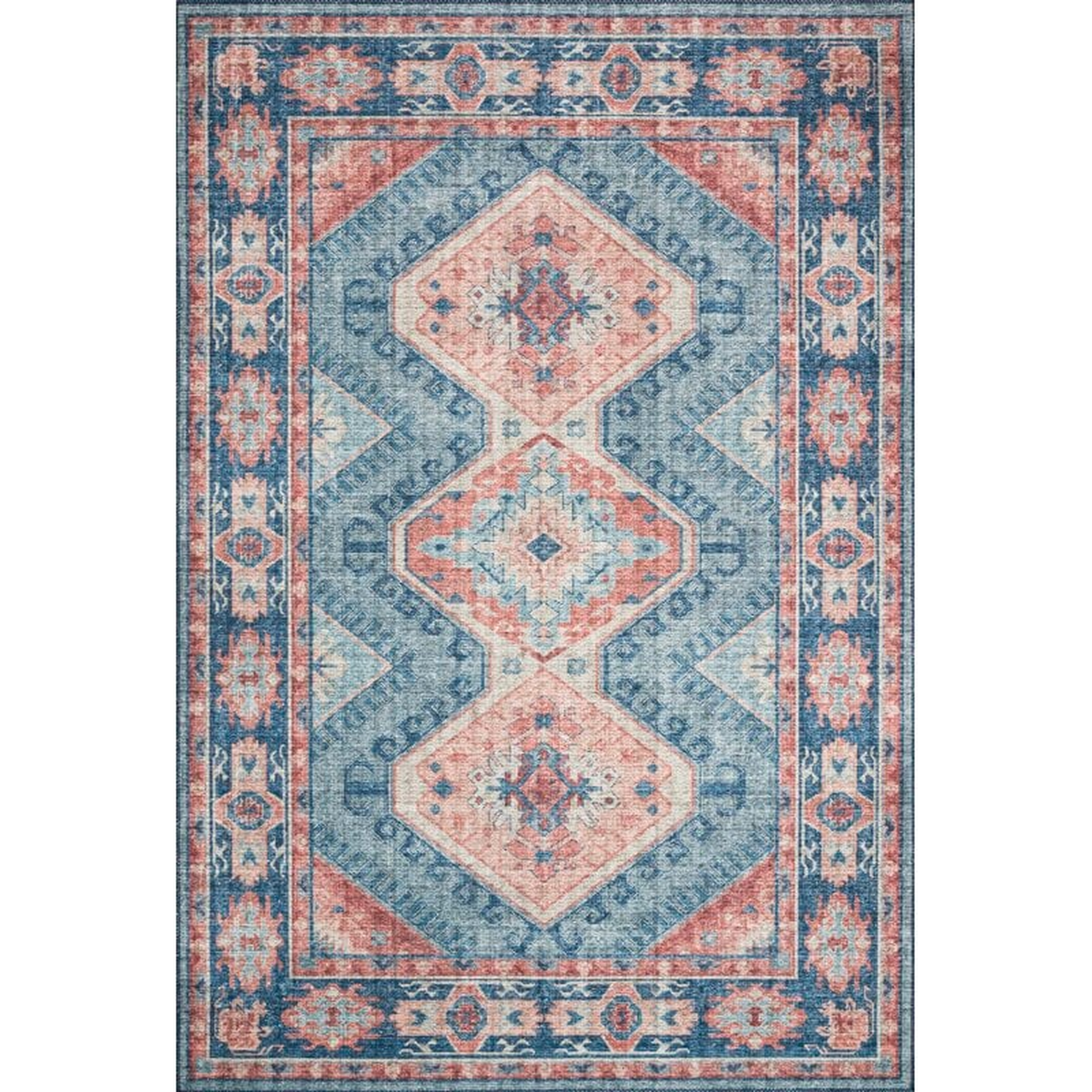 Skye Oriental Terracotta/Pink/Turquoise/Blue Area Rug - Wayfair