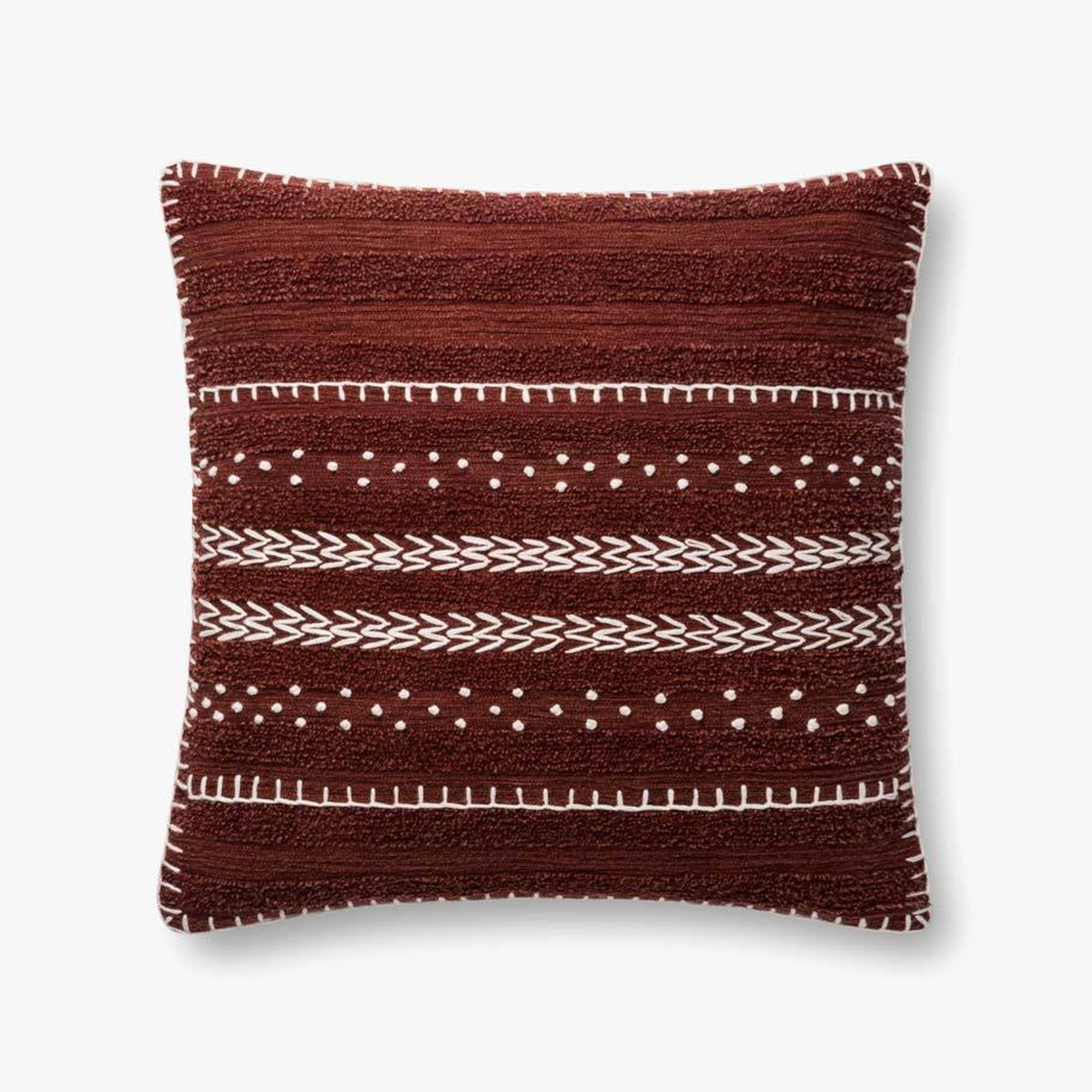 P4095 BURGUNDY 22" x 22" Pillow Cover w/Poly - Loloi Rugs