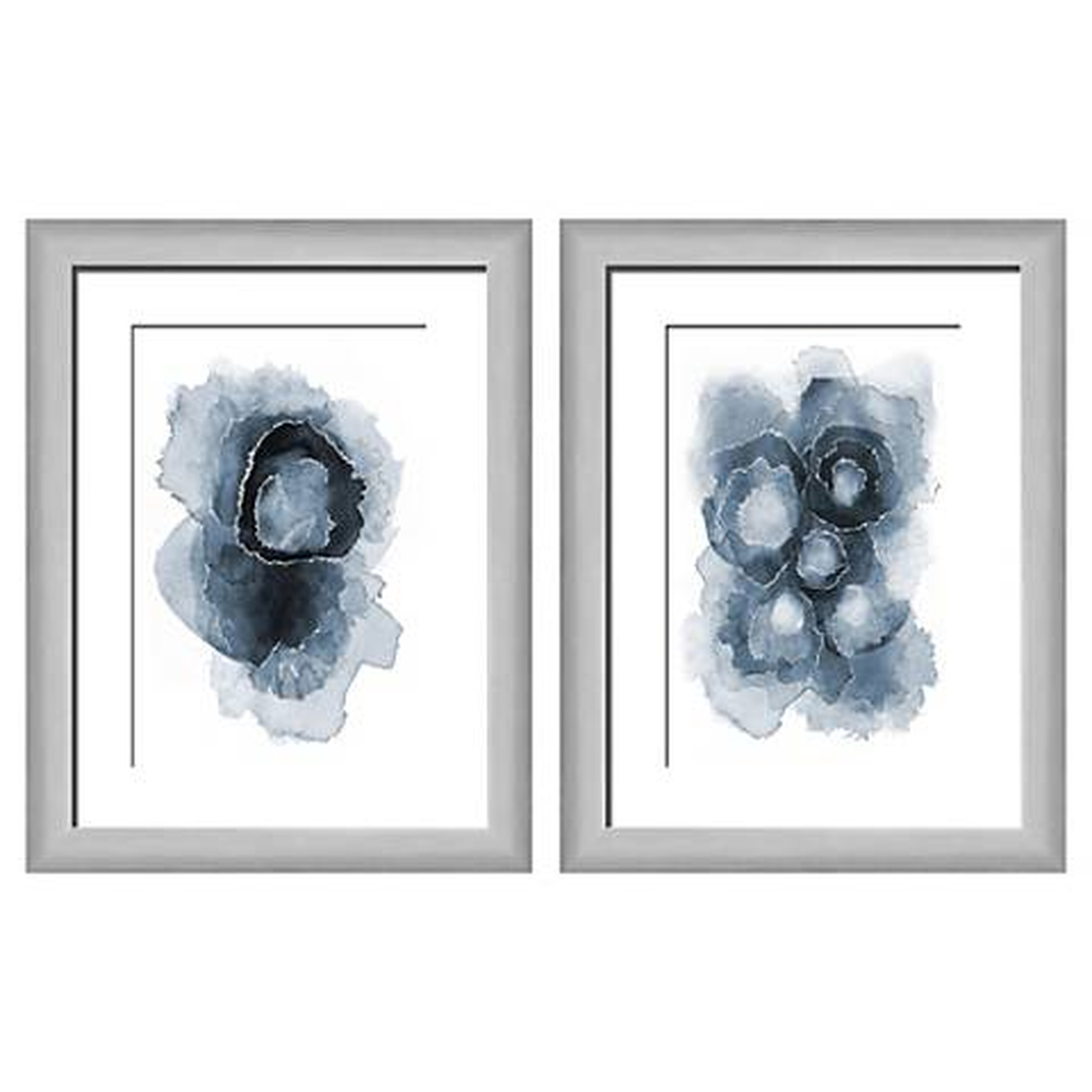Abstract Blues 22" High 2-Piece Framed Giclee Wall Art Set - Lamps Plus