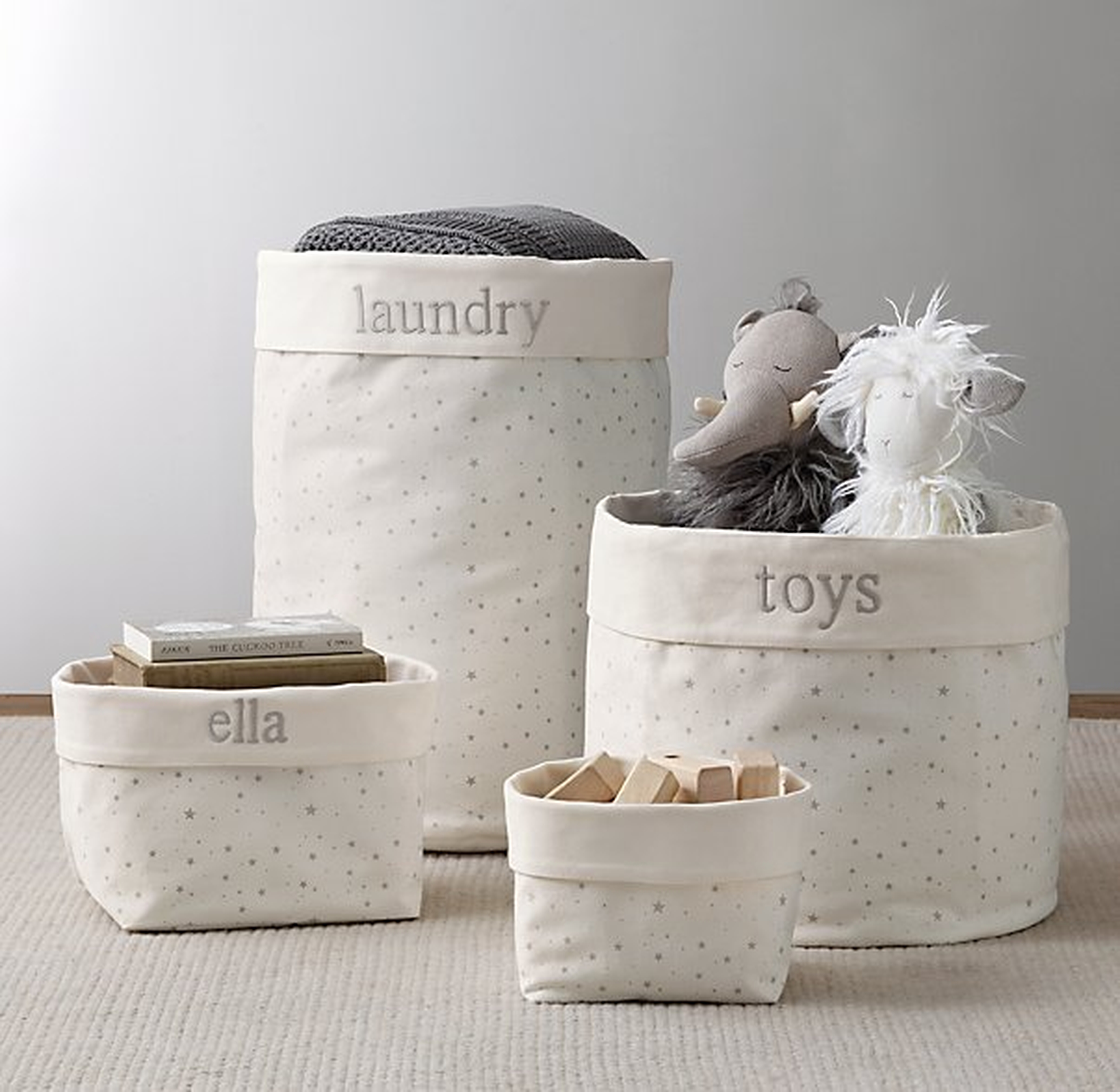 Nursery canvas storage - grey star - HAMPER - RH Baby & Child